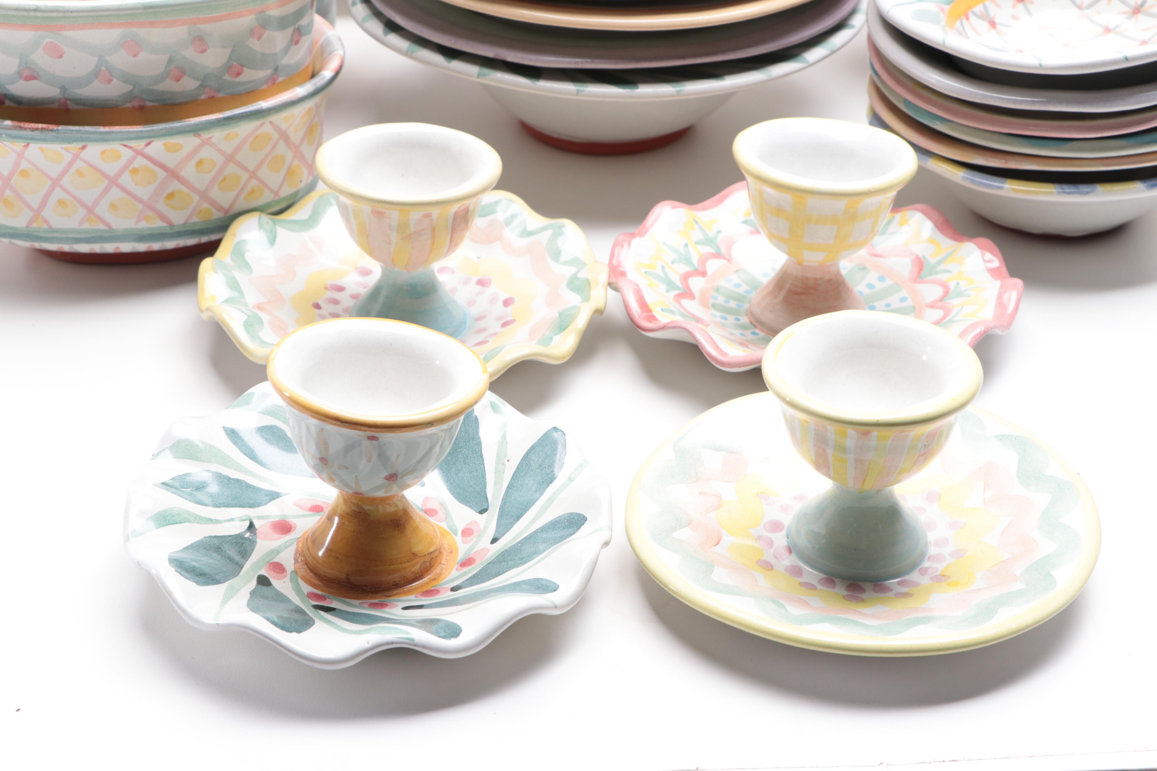 Mackenzie-Childs "Kings Ferry" Terracotta Dinner Plates and Other Tableware