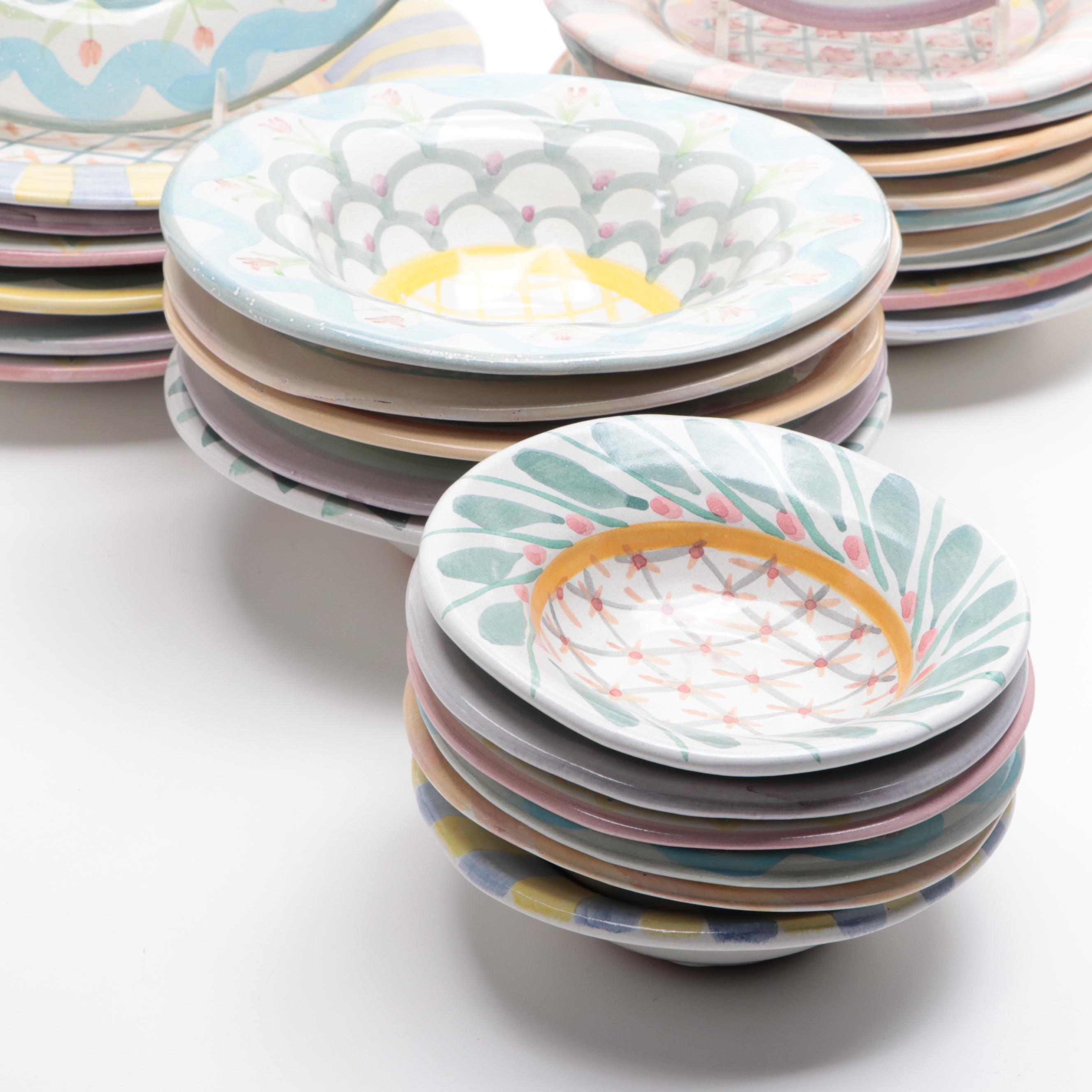 Mackenzie-Childs "Kings Ferry" Terracotta Dinner Plates and Other Tableware