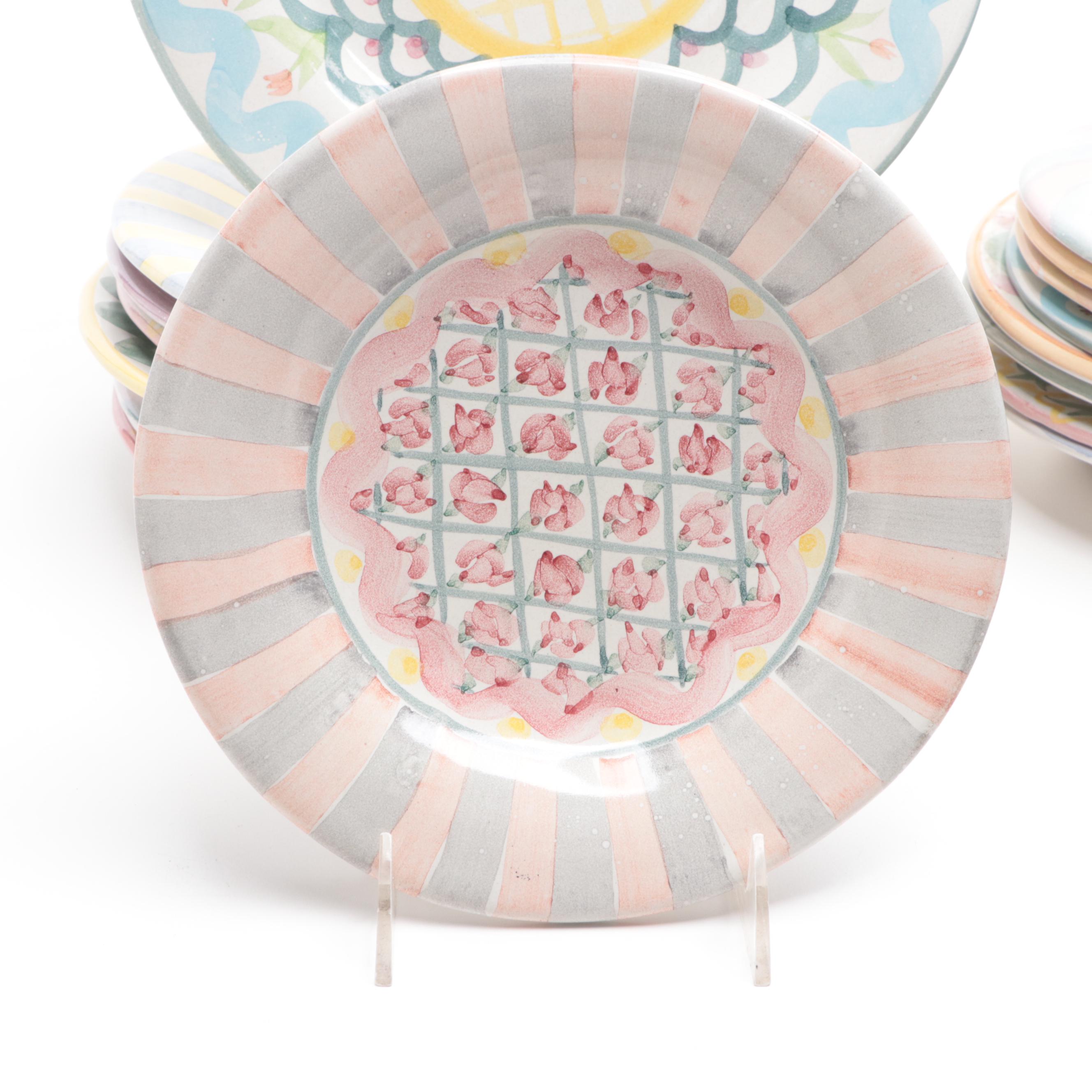 Mackenzie-Childs "Kings Ferry" Terracotta Dinner Plates and Other Tableware