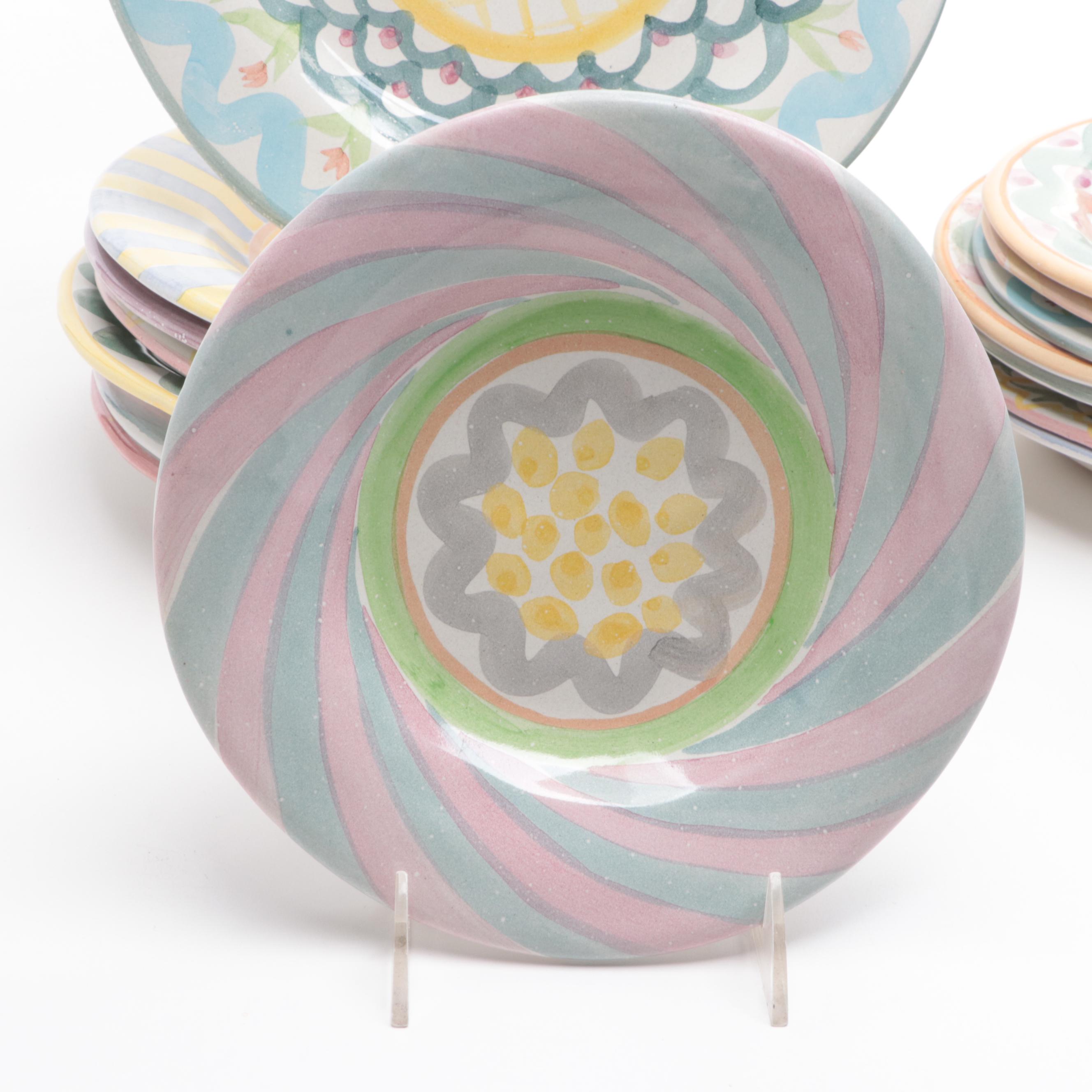 Mackenzie-Childs "Kings Ferry" Terracotta Dinner Plates and Other Tableware