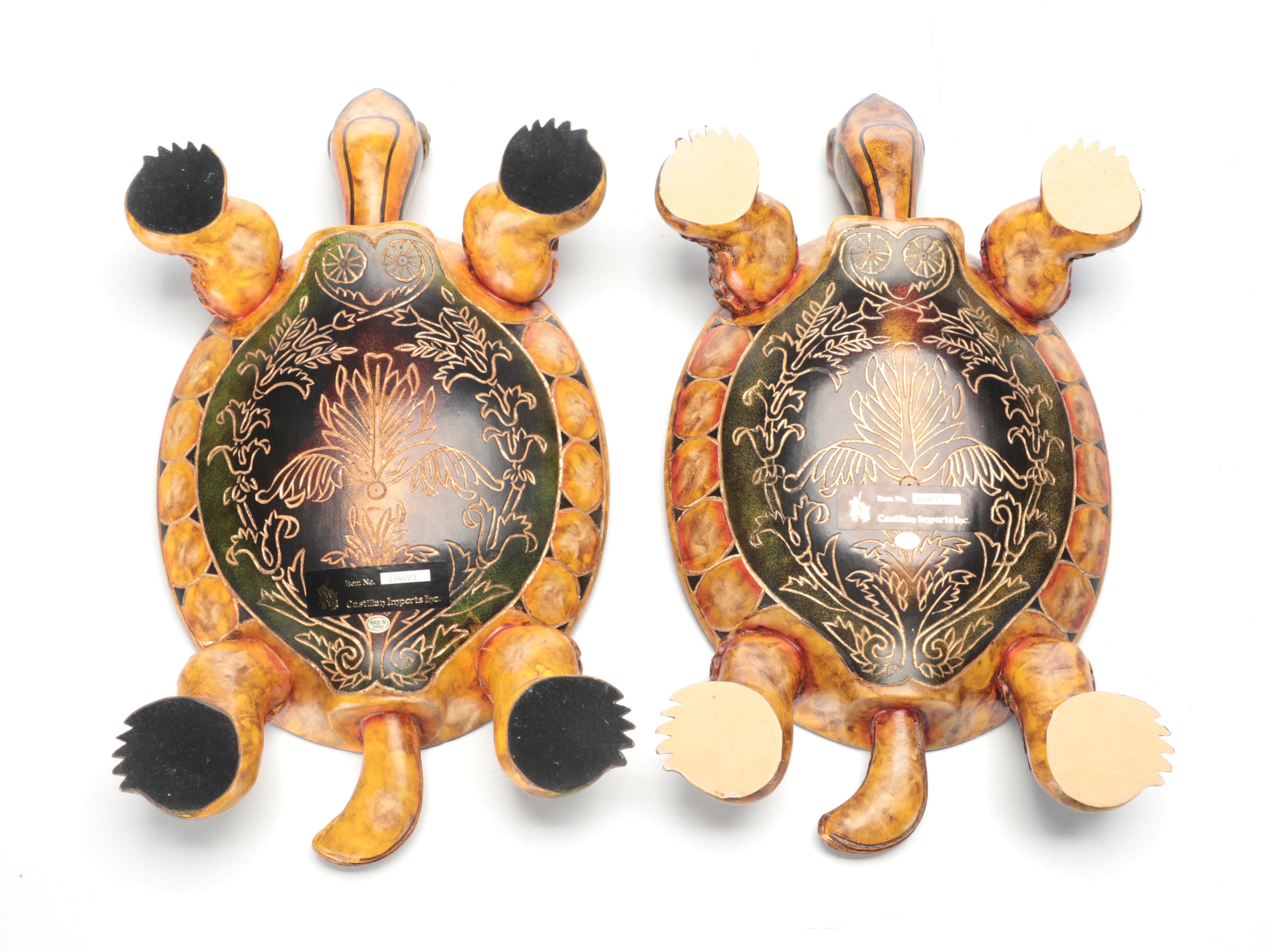 Castilian Imports Inc. Chinese Carved Composite Turtle Shaped Boxes