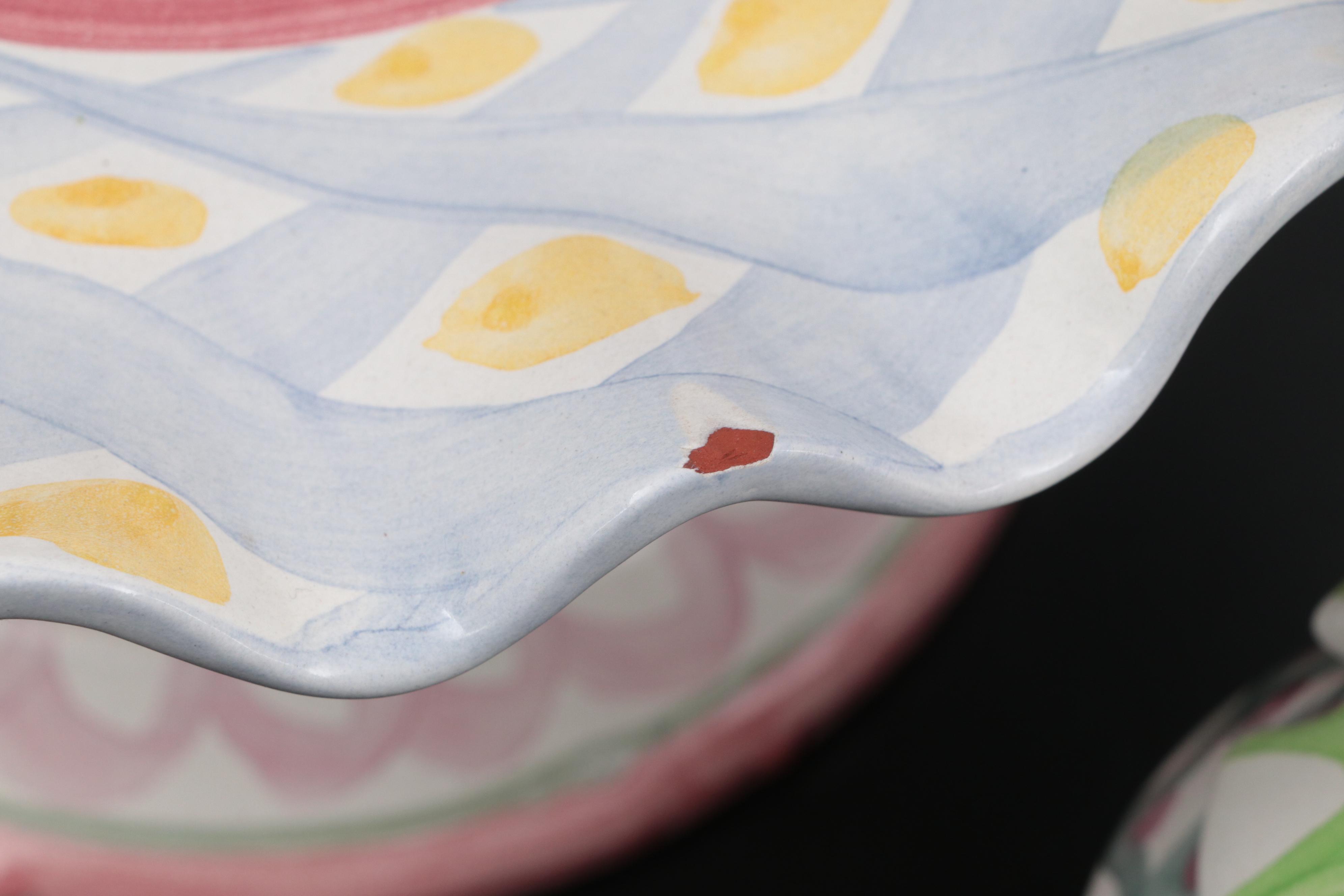 MacKenzie-Childs Tea Set and Cake Stand, Late 20th Century