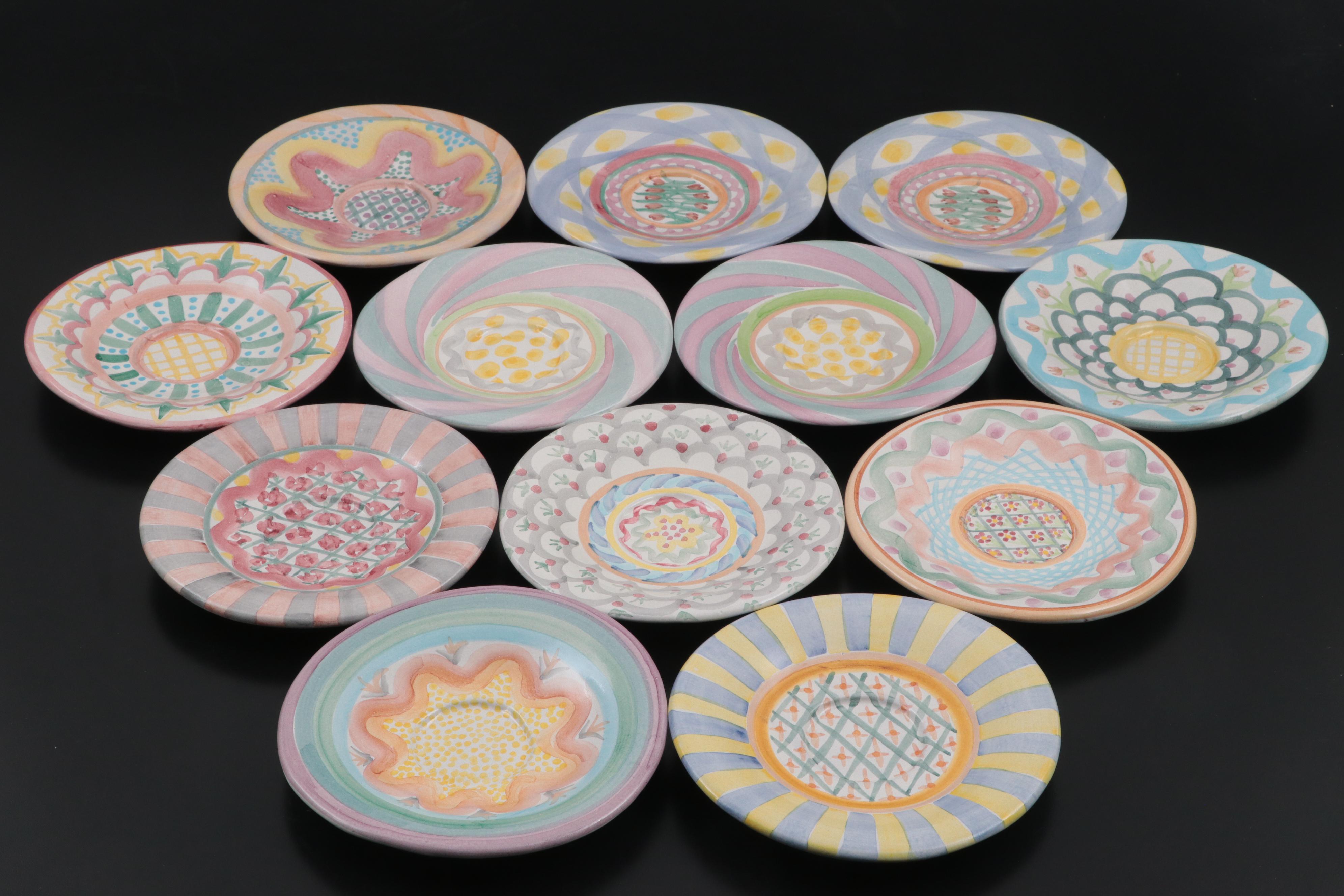 MacKenzie-Childs Tea Set and Cake Stand, Late 20th Century