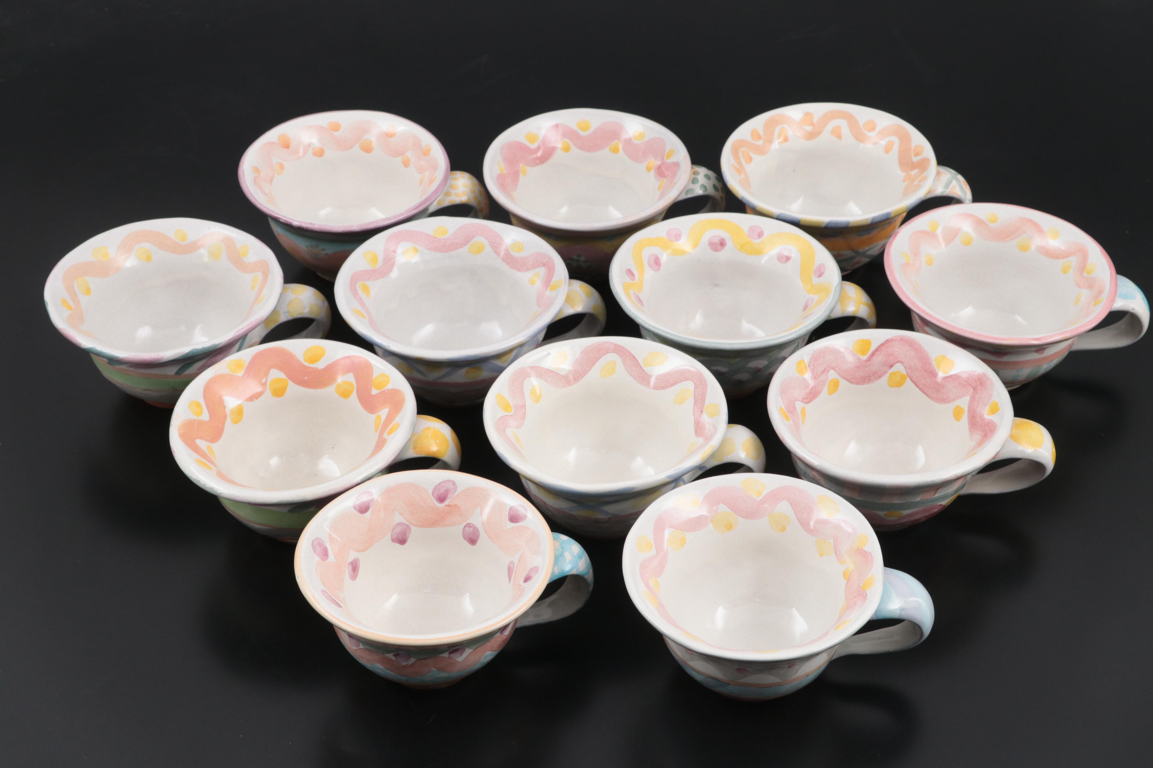 MacKenzie-Childs Tea Set and Cake Stand, Late 20th Century