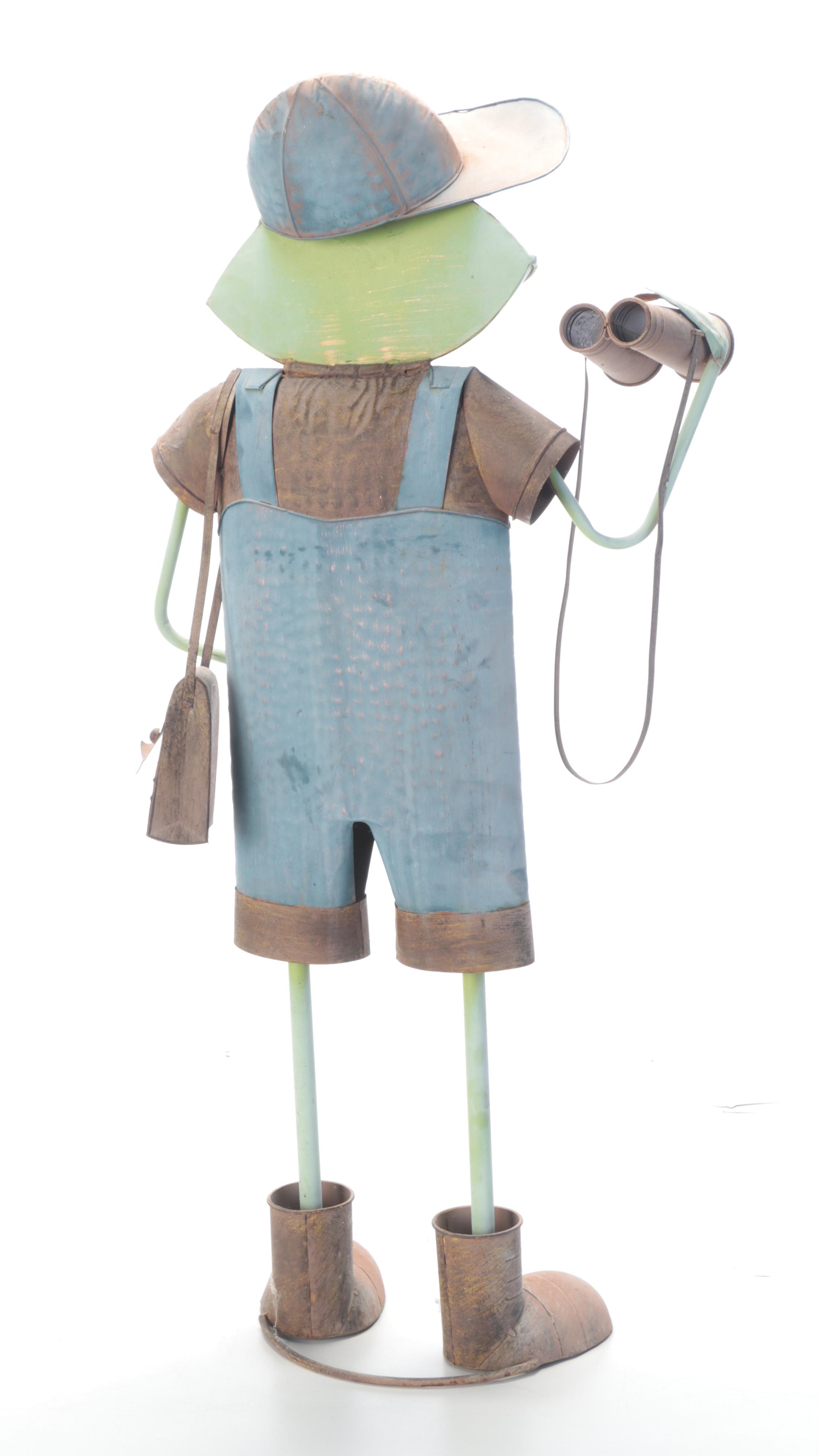 Polychrome Metal Anthropomorphic Frog Garden Figures