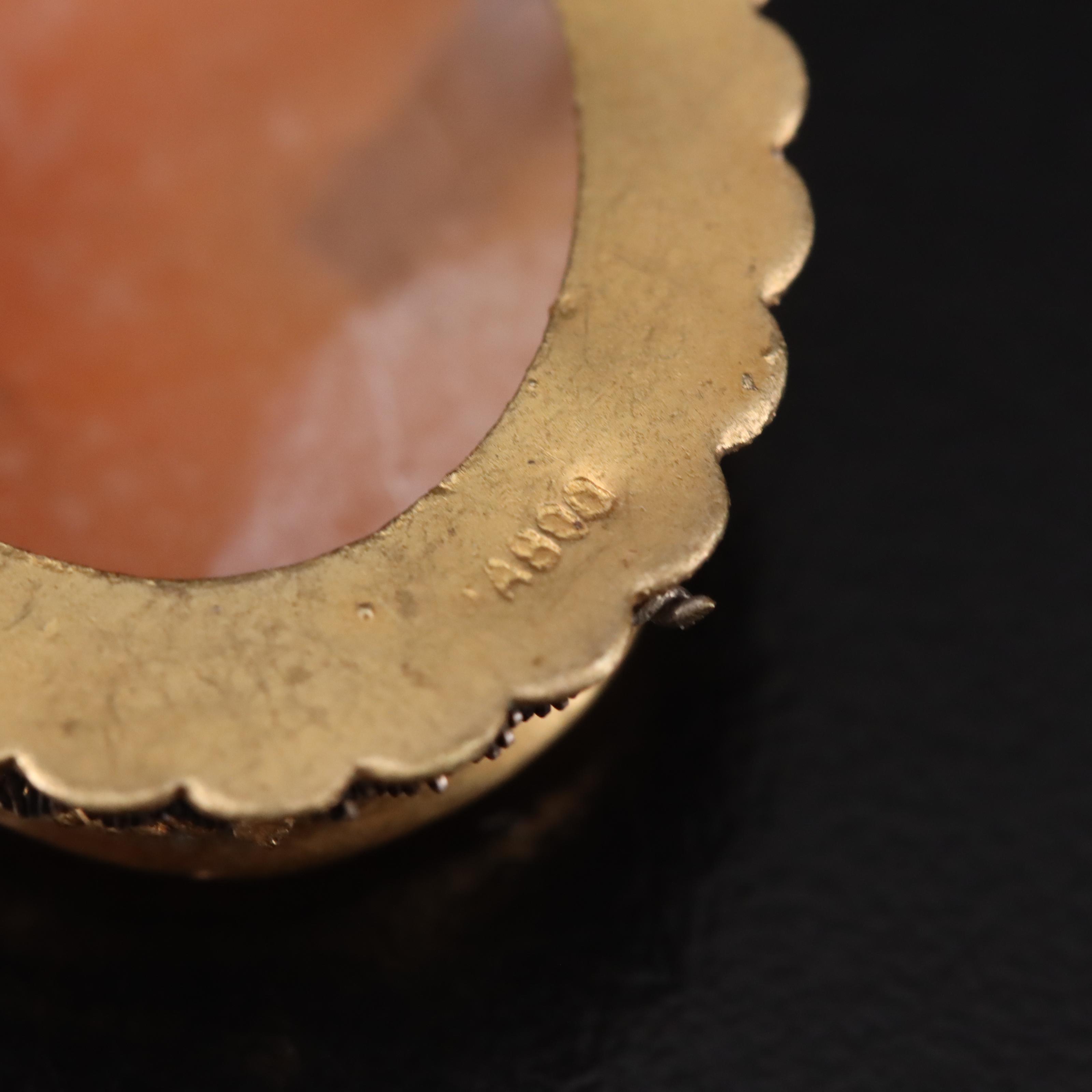 Vintage Shell Cameos Brooches and Earrings Including Gold-Filled