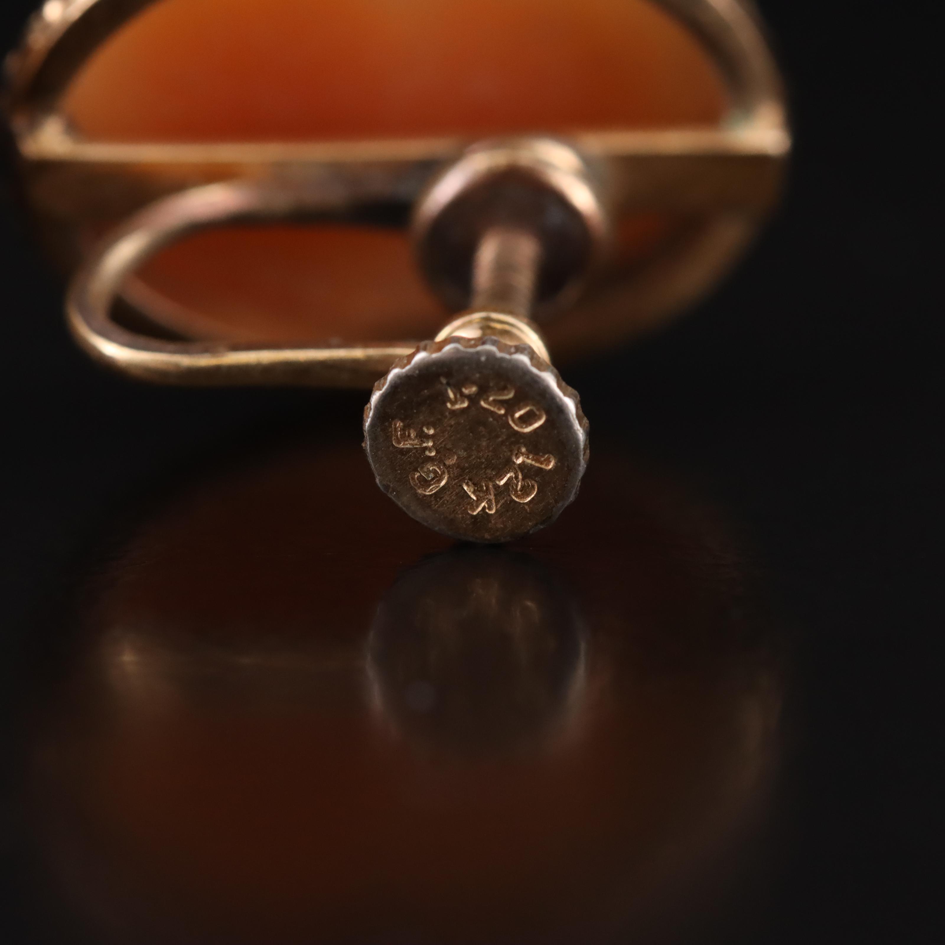 Vintage Shell Cameos Brooches and Earrings Including Gold-Filled