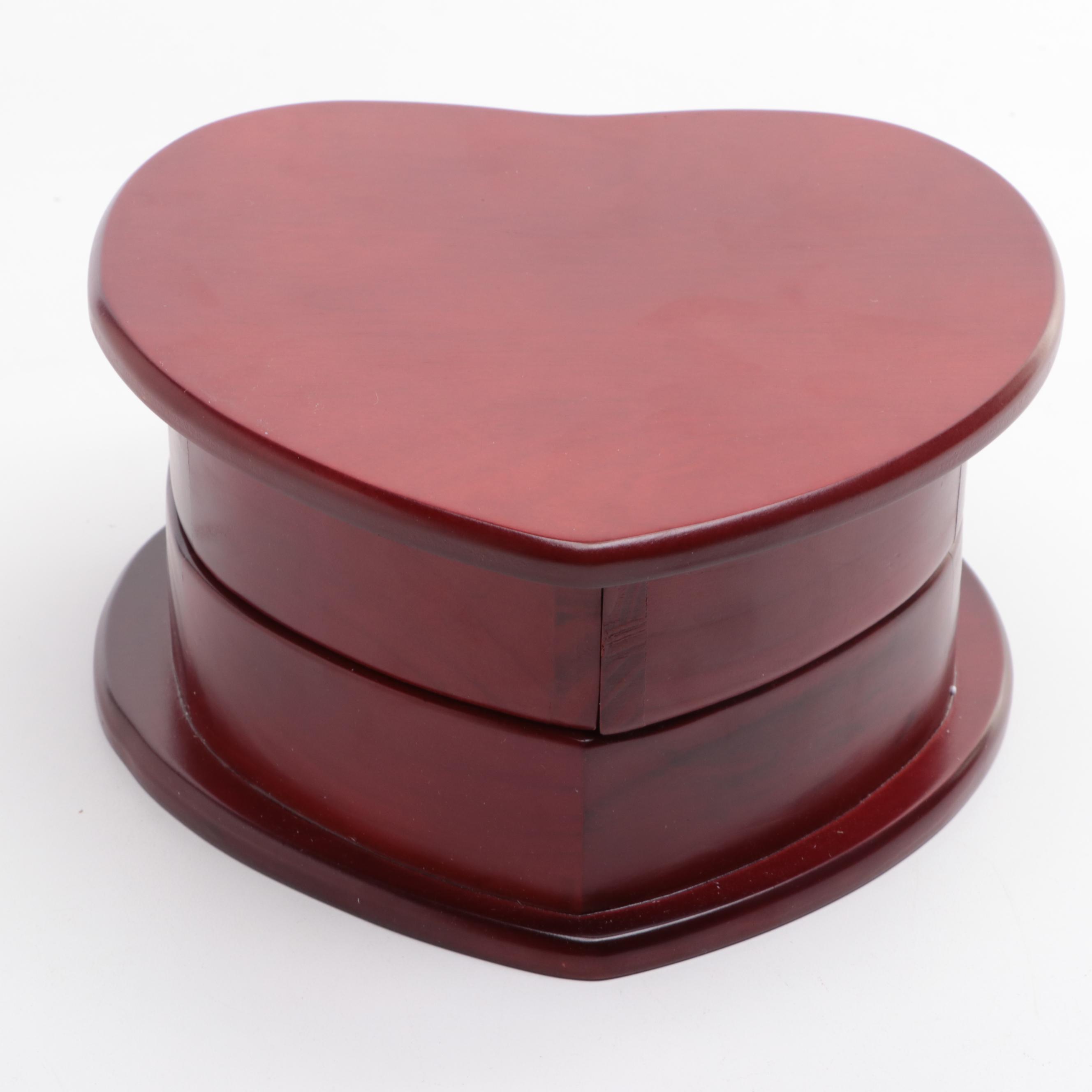 Floral Woven Fabric Jewelry Box with Other Mahogany Finished Wood Jewelry Boxes