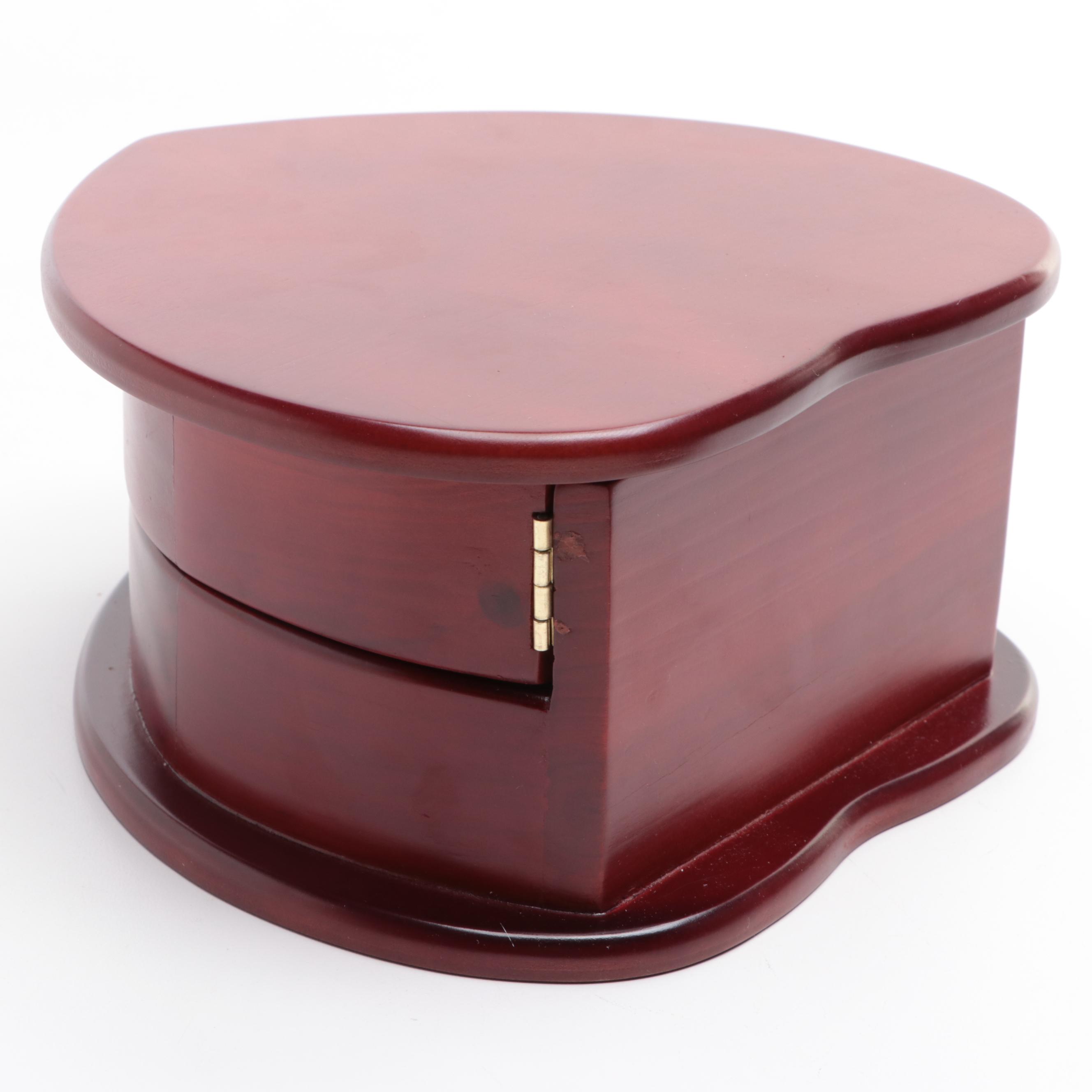 Floral Woven Fabric Jewelry Box with Other Mahogany Finished Wood Jewelry Boxes