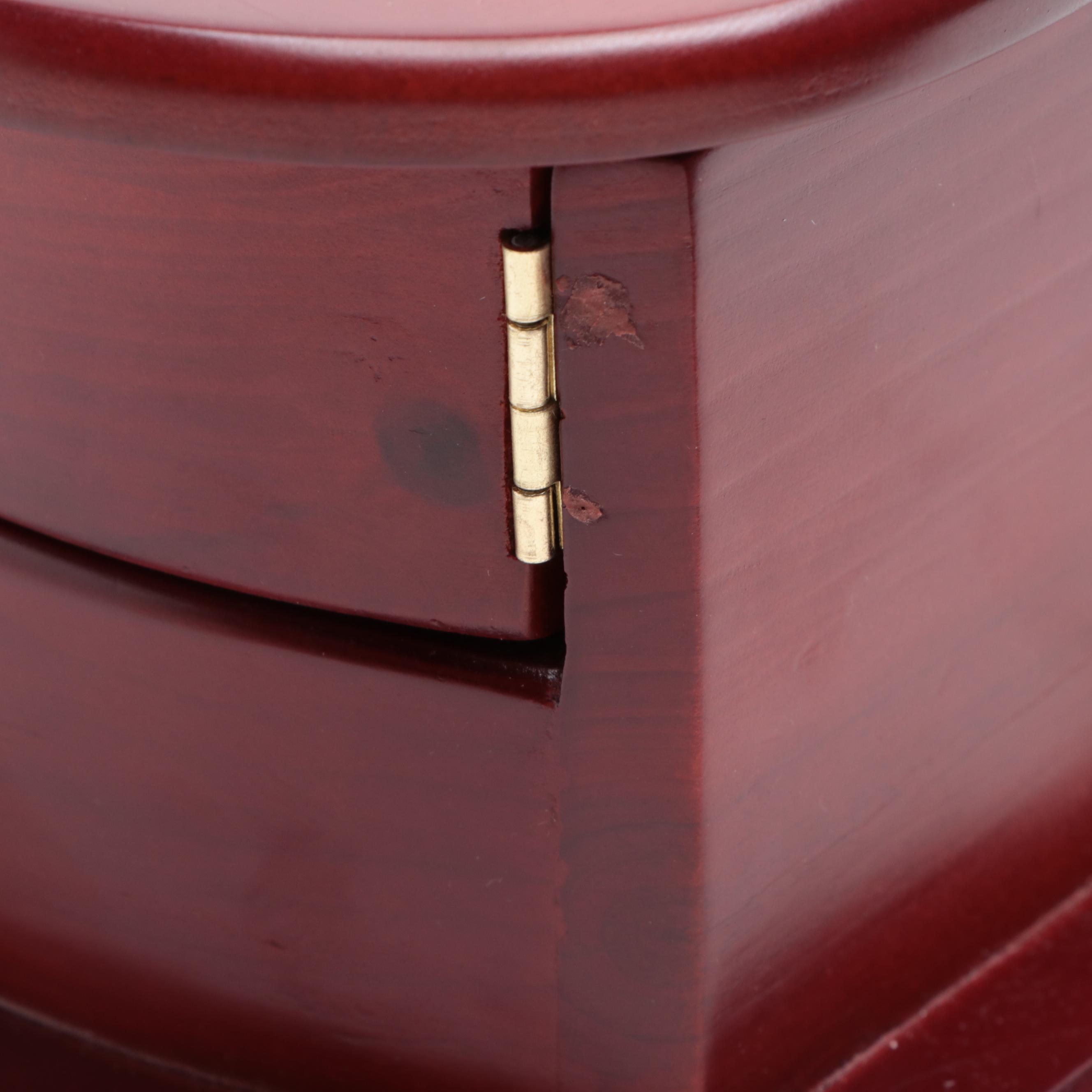 Floral Woven Fabric Jewelry Box with Other Mahogany Finished Wood Jewelry Boxes