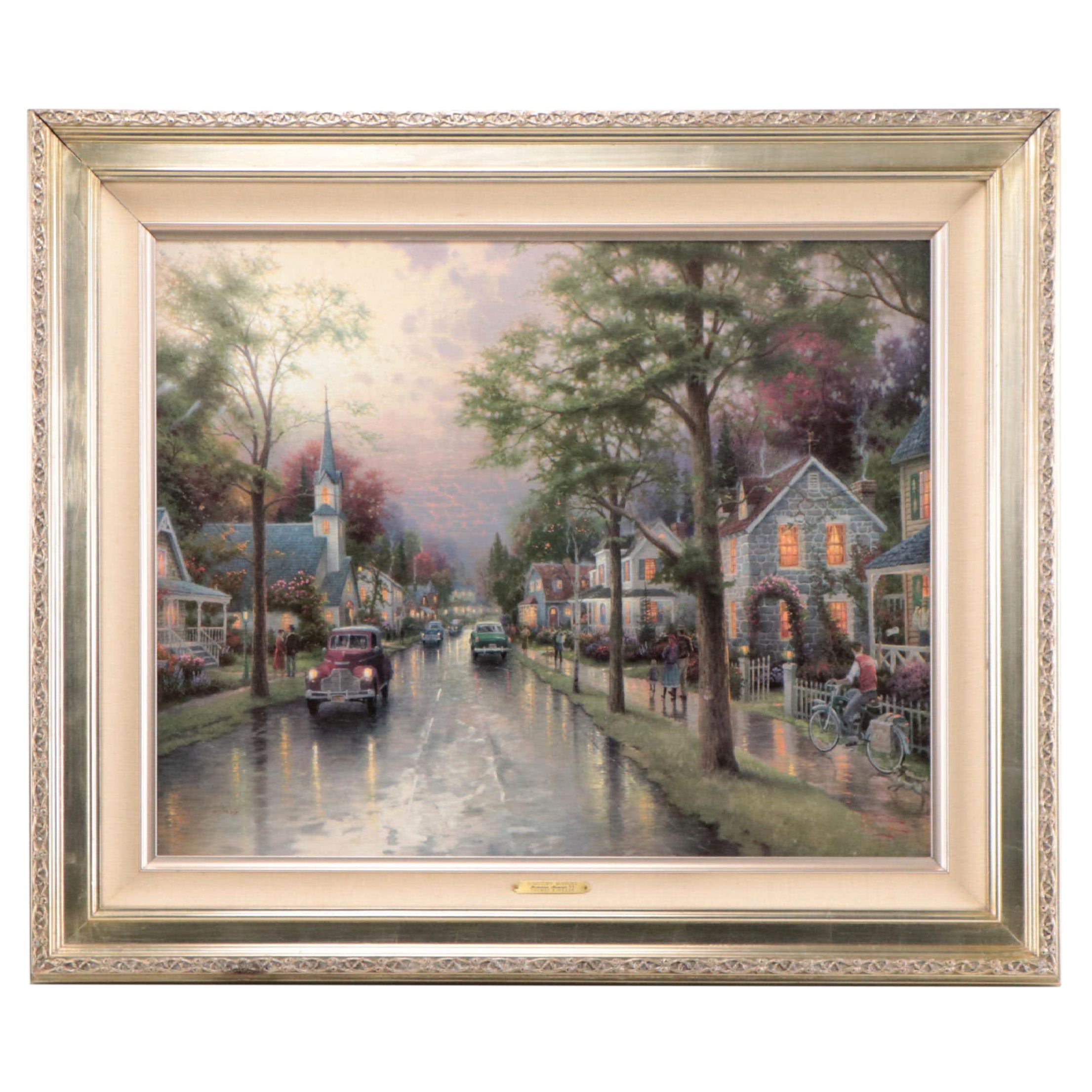 Thomas Kinkade Embellished Offset Lithograph "Hometown Morning"