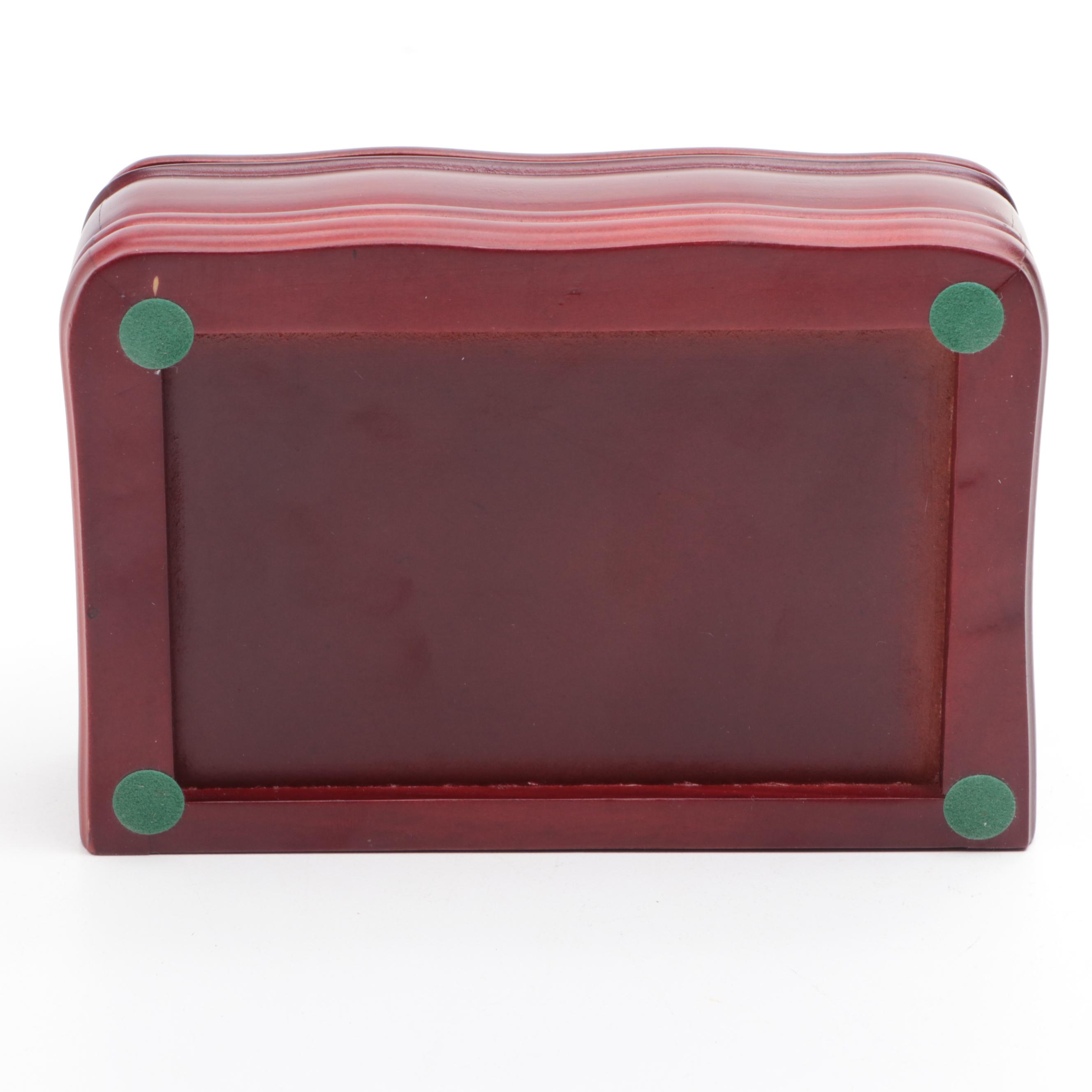 Floral Woven Fabric Jewelry Box with Other Mahogany Finished Wood Jewelry Boxes