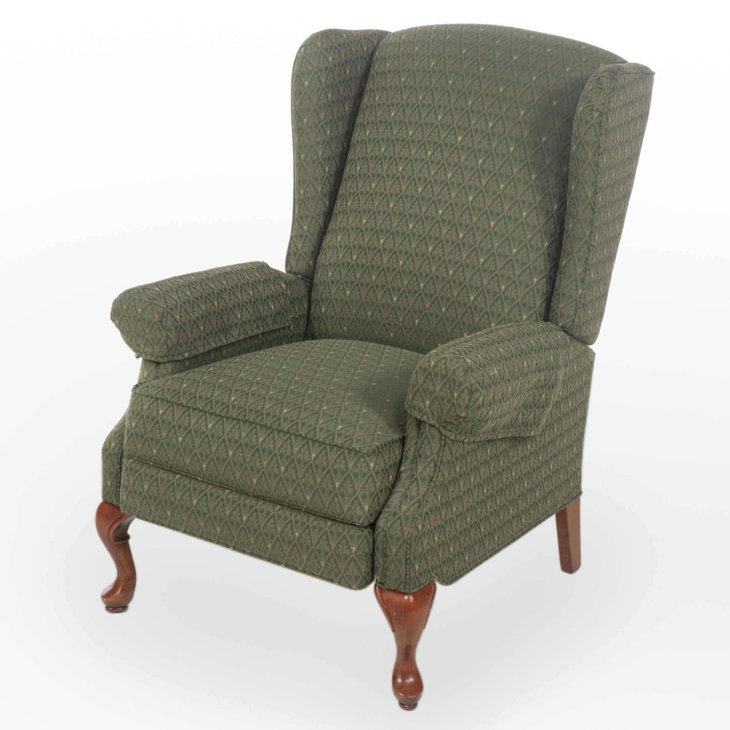 La Z Boy Queen Anne Style Custom Upholstered Wingback Recliner EBTH   File