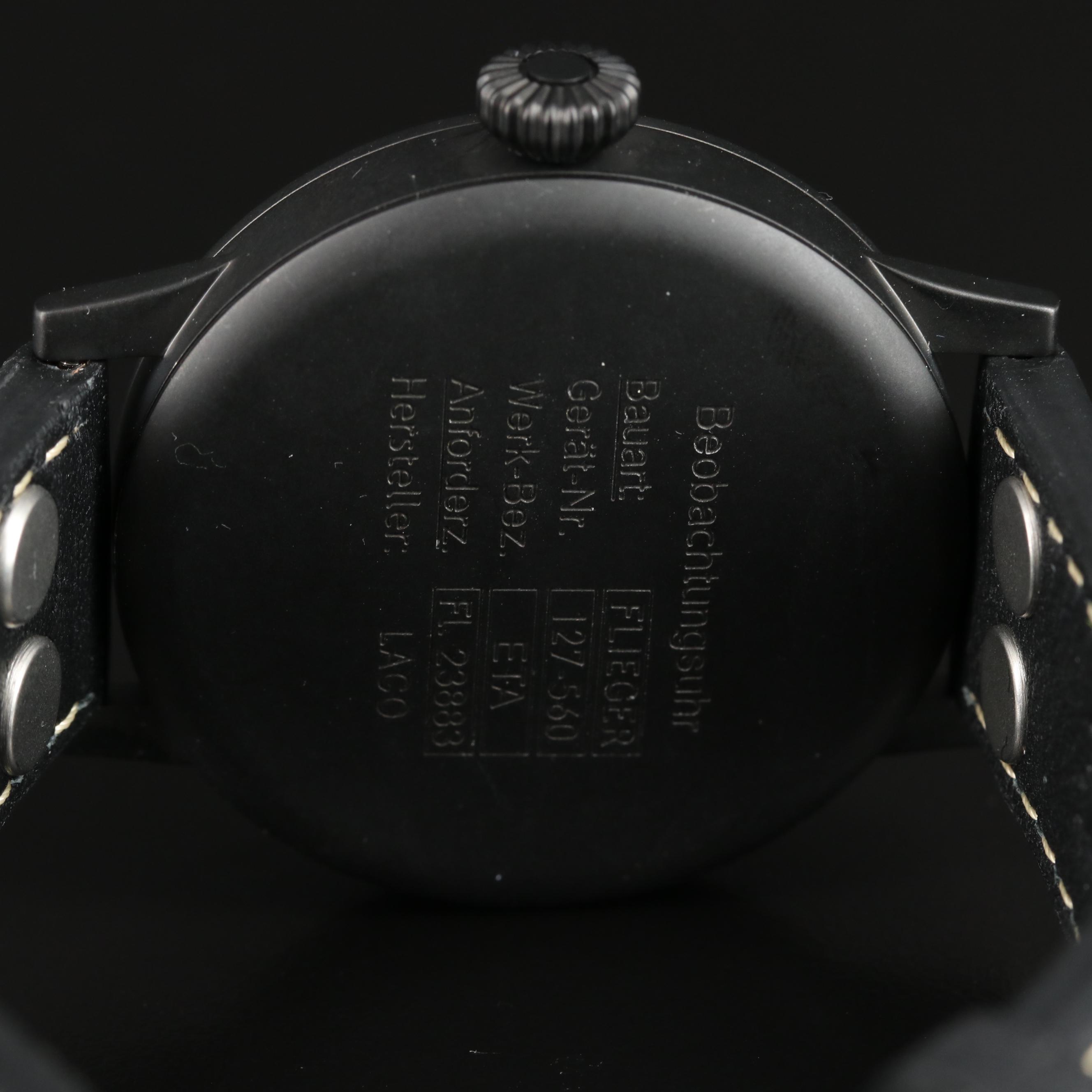 Laco Pilot Stainless Steel Black Dial Quartz Watch