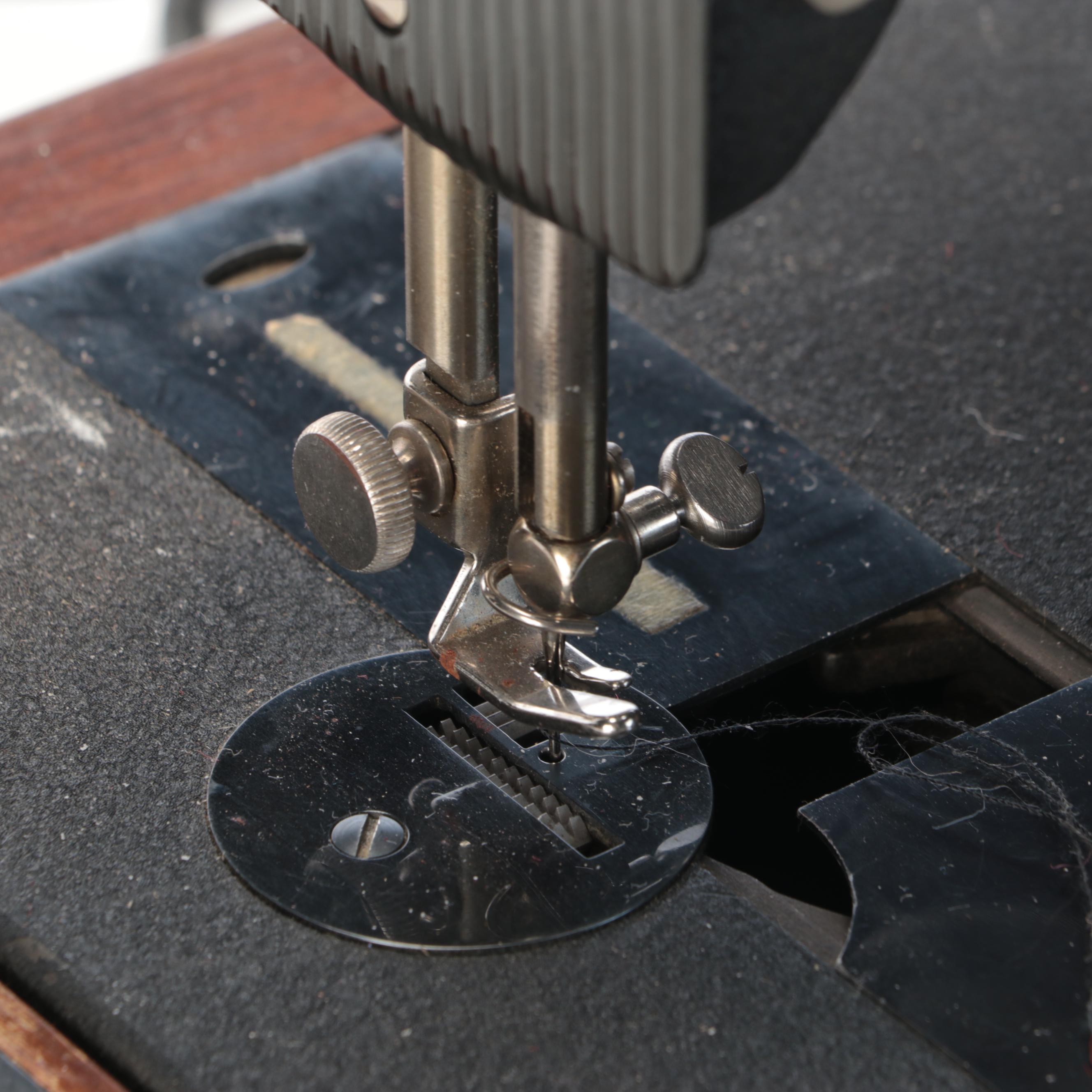Singer Portable Electric Sewing Machine With Dome Carry Case, 1950