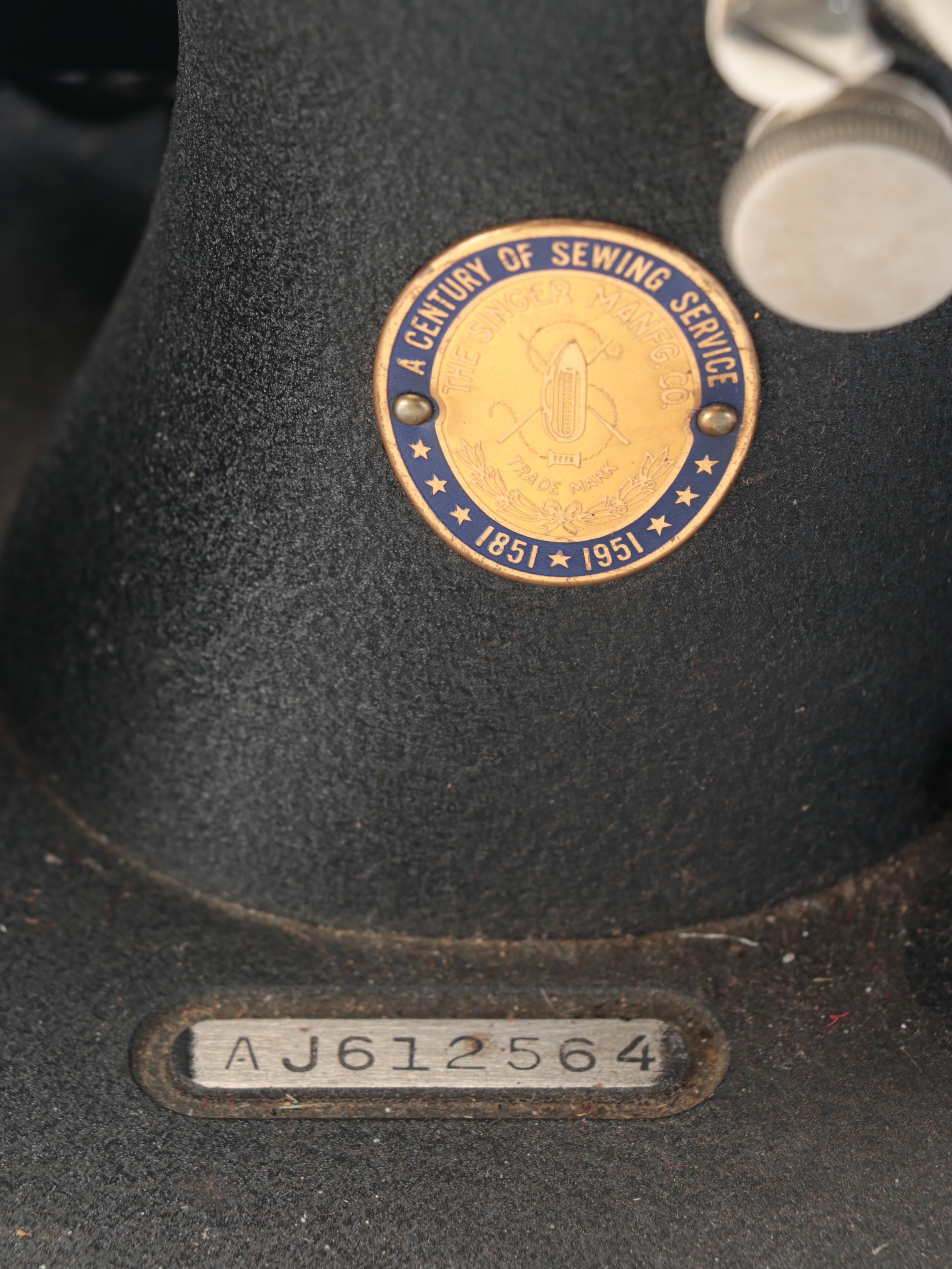 Singer Portable Electric Sewing Machine With Dome Carry Case, 1950