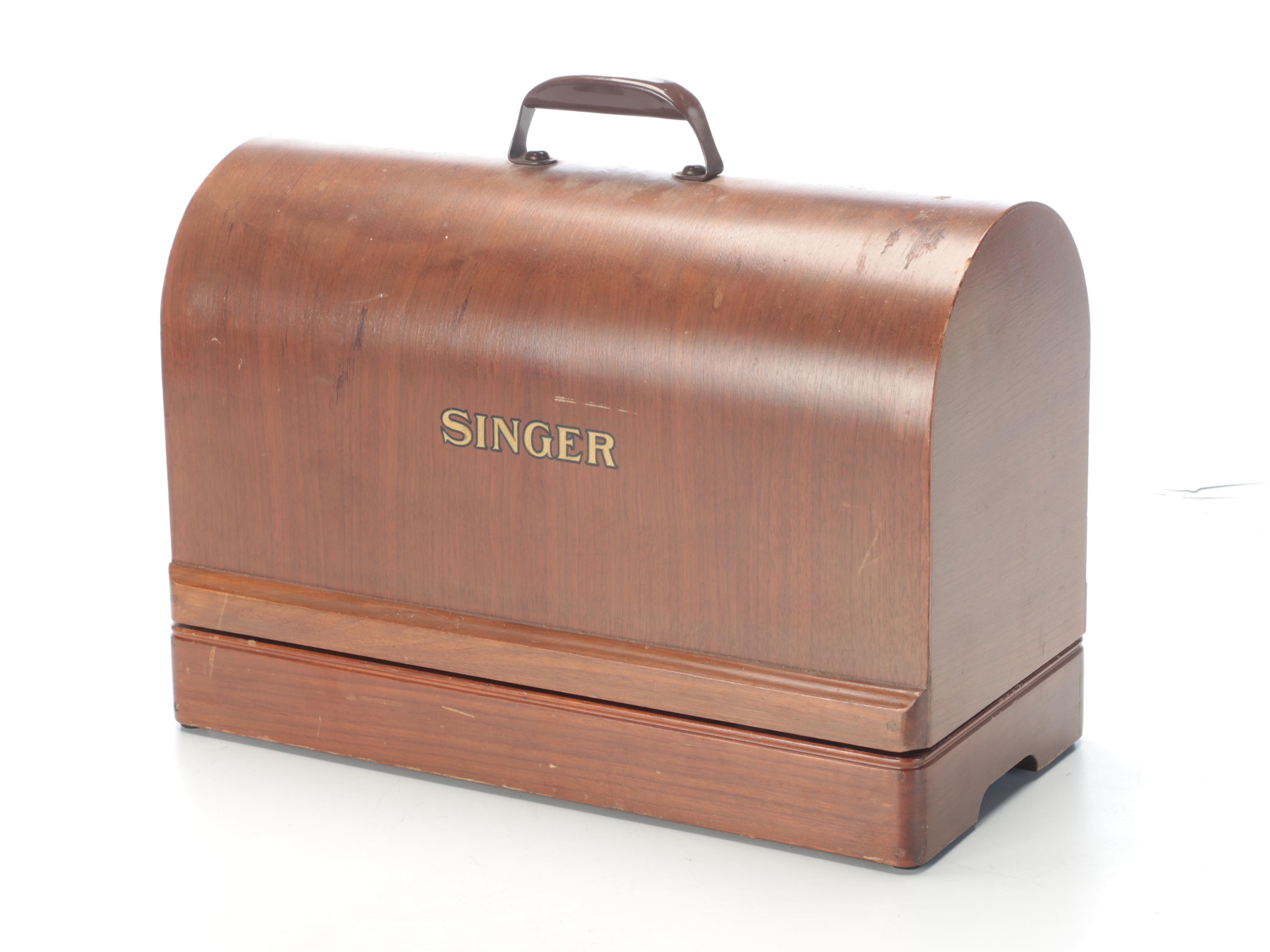 Singer Portable Electric Sewing Machine With Dome Carry Case, 1950