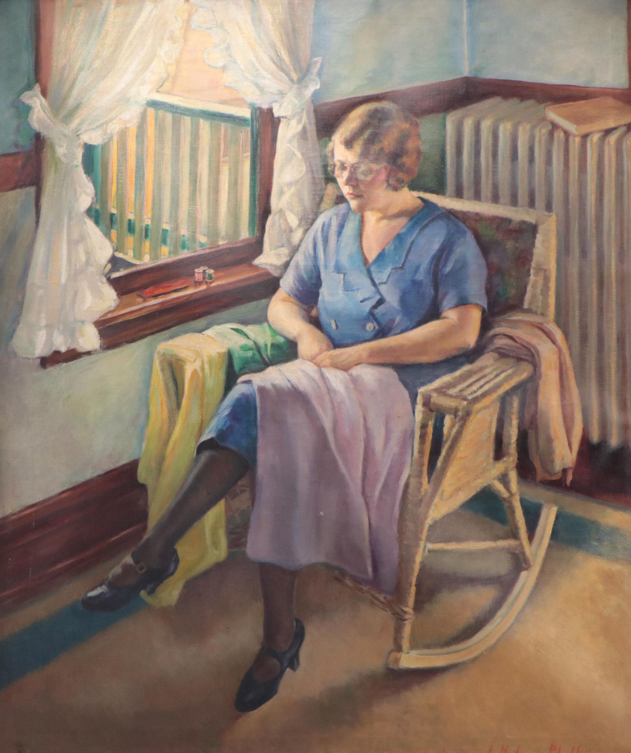A. Melvin Phillips Oil Painting Portrait of Woman in Repose, 1921