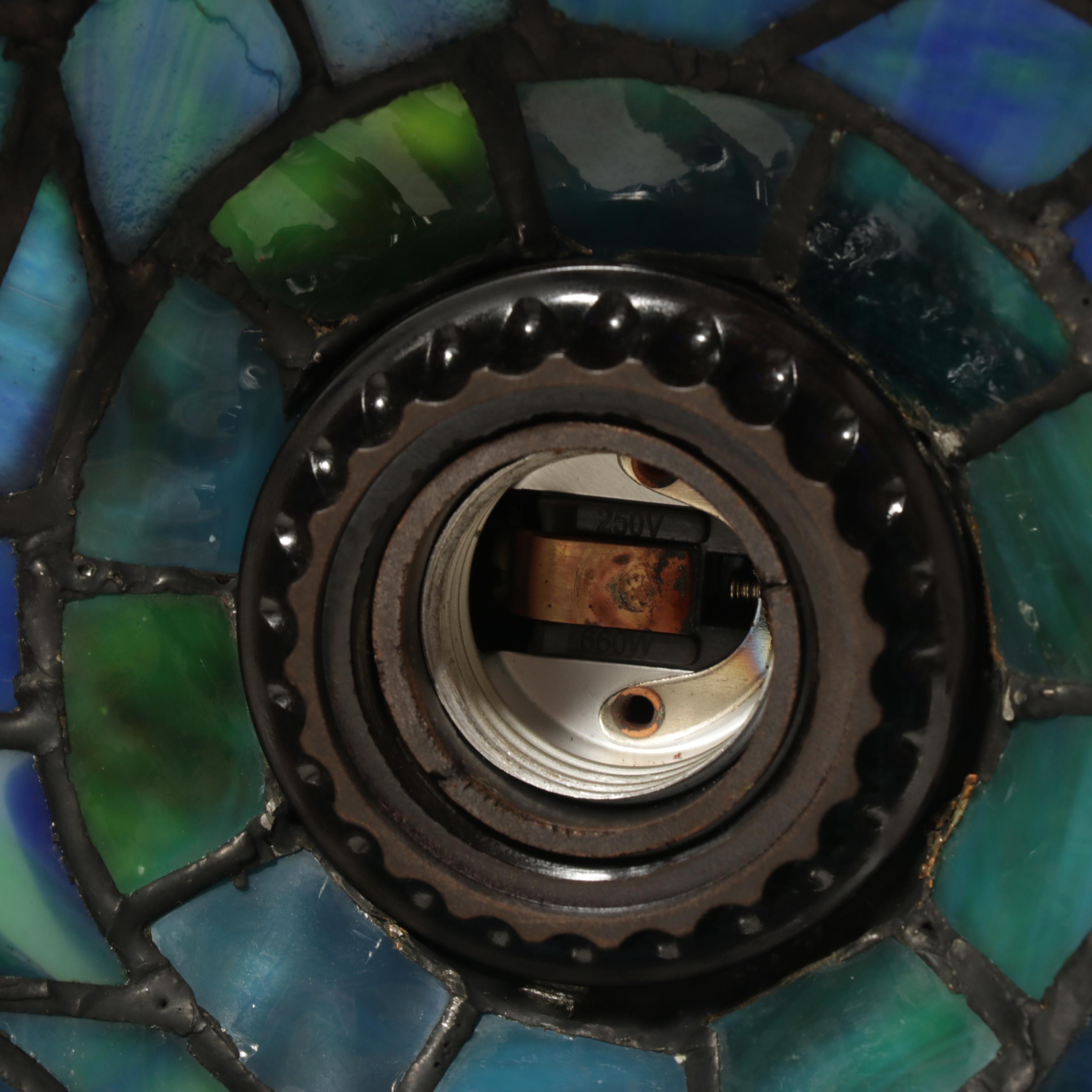 Victorian Style Bridge Arm Floor lamp With Dragonfly Slag Glass Shade