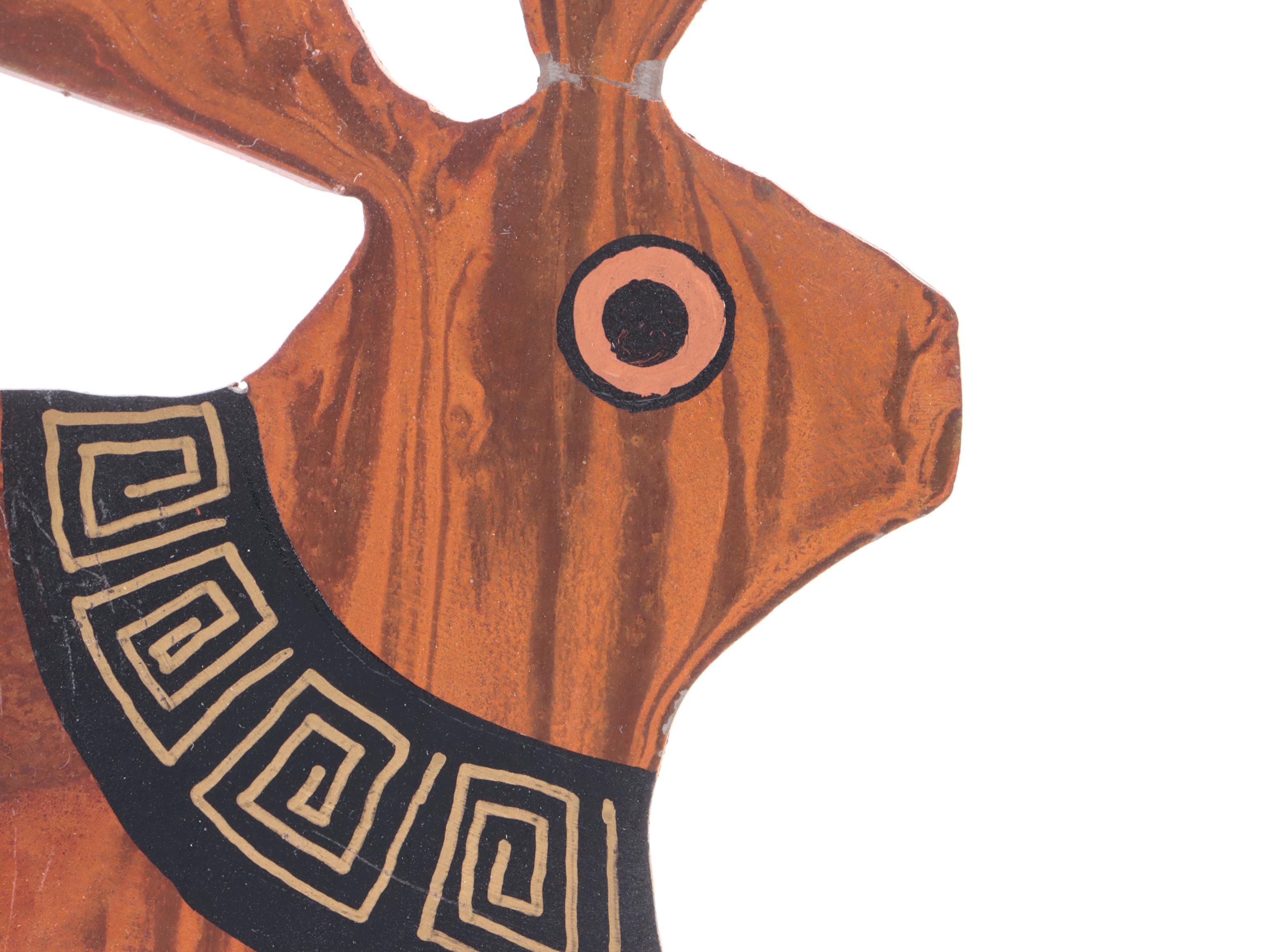 Hand-Painted Metal Rocking Rabbit Sculpture