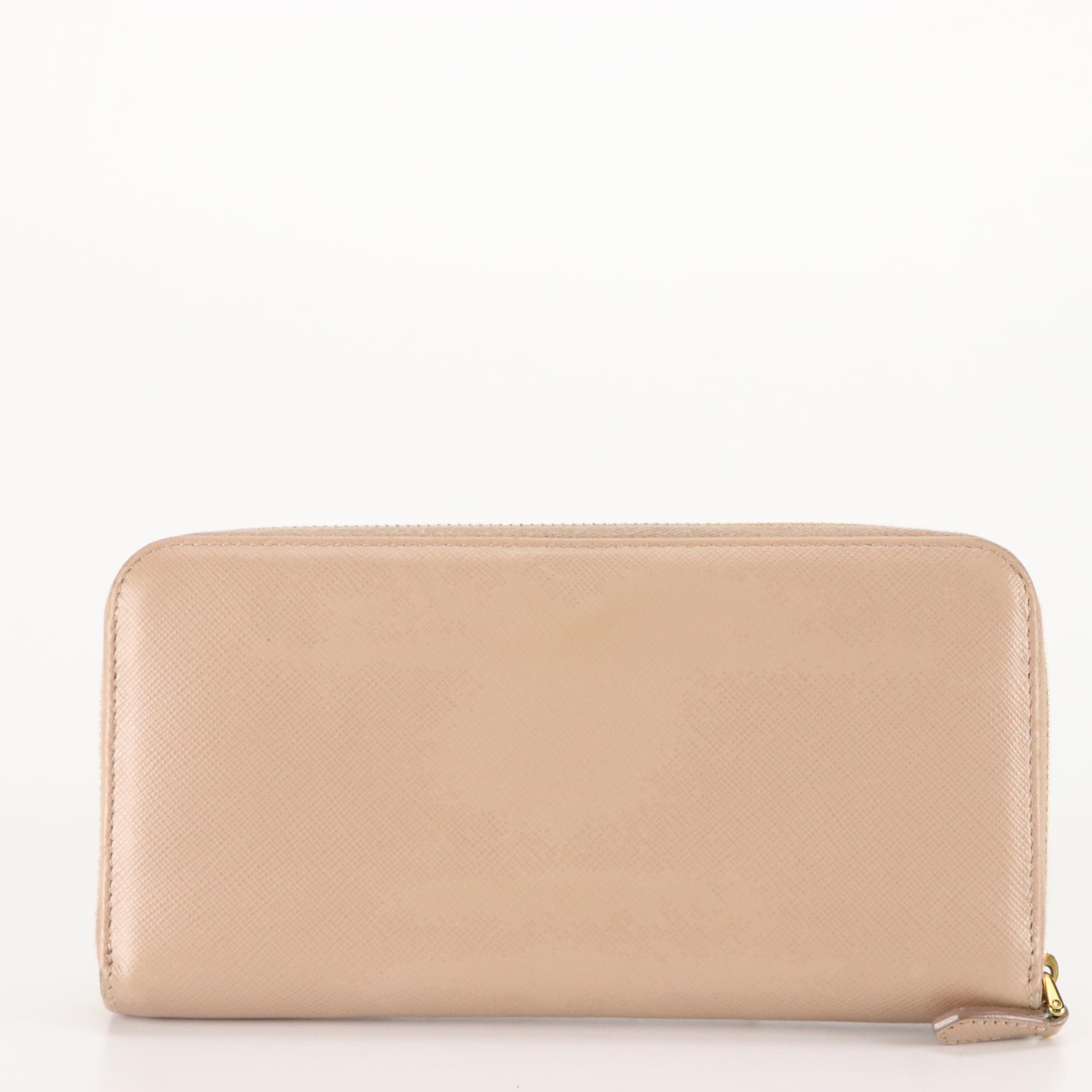 Prada Saffiano Leather Zip Around Wallet