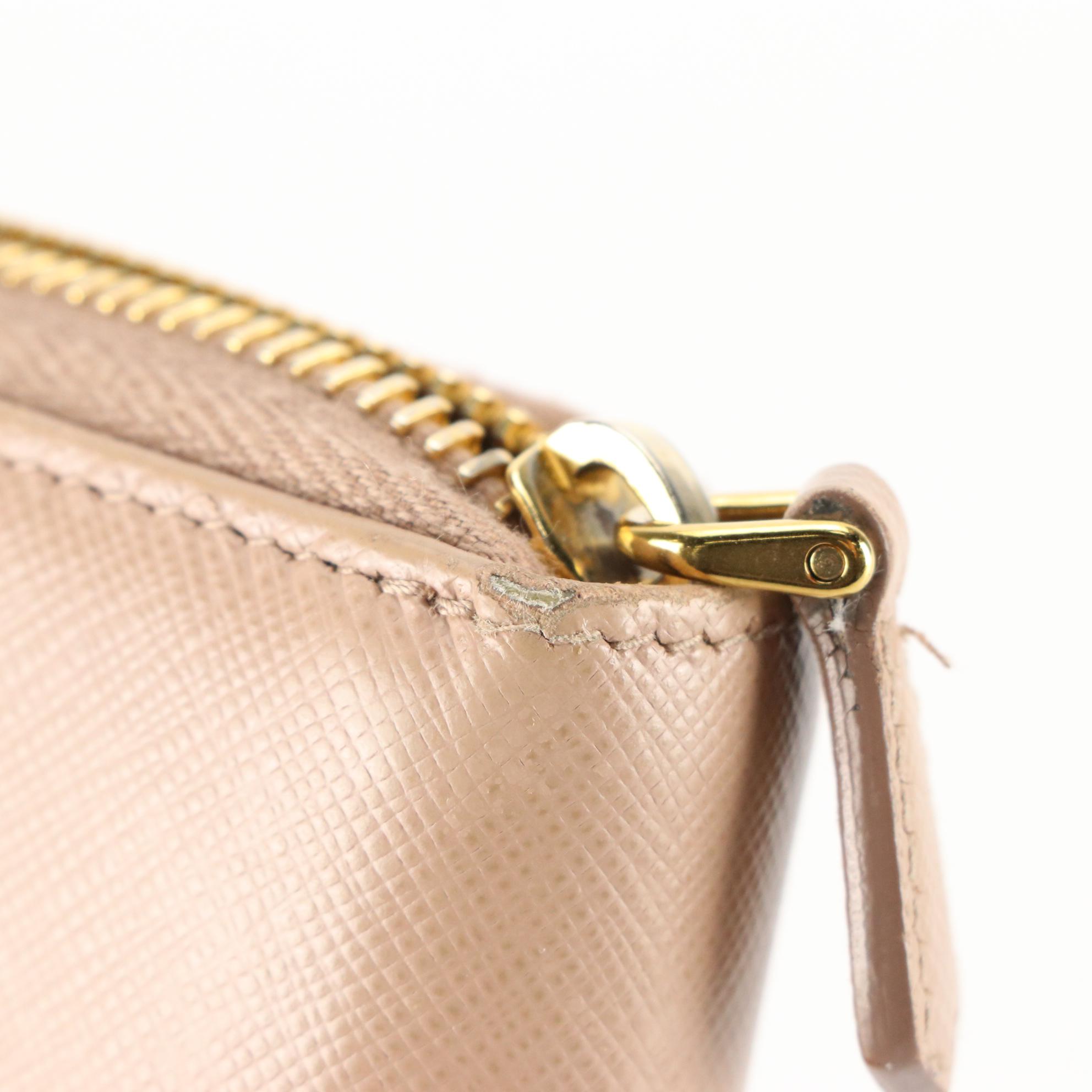 Prada Saffiano Leather Zip Around Wallet