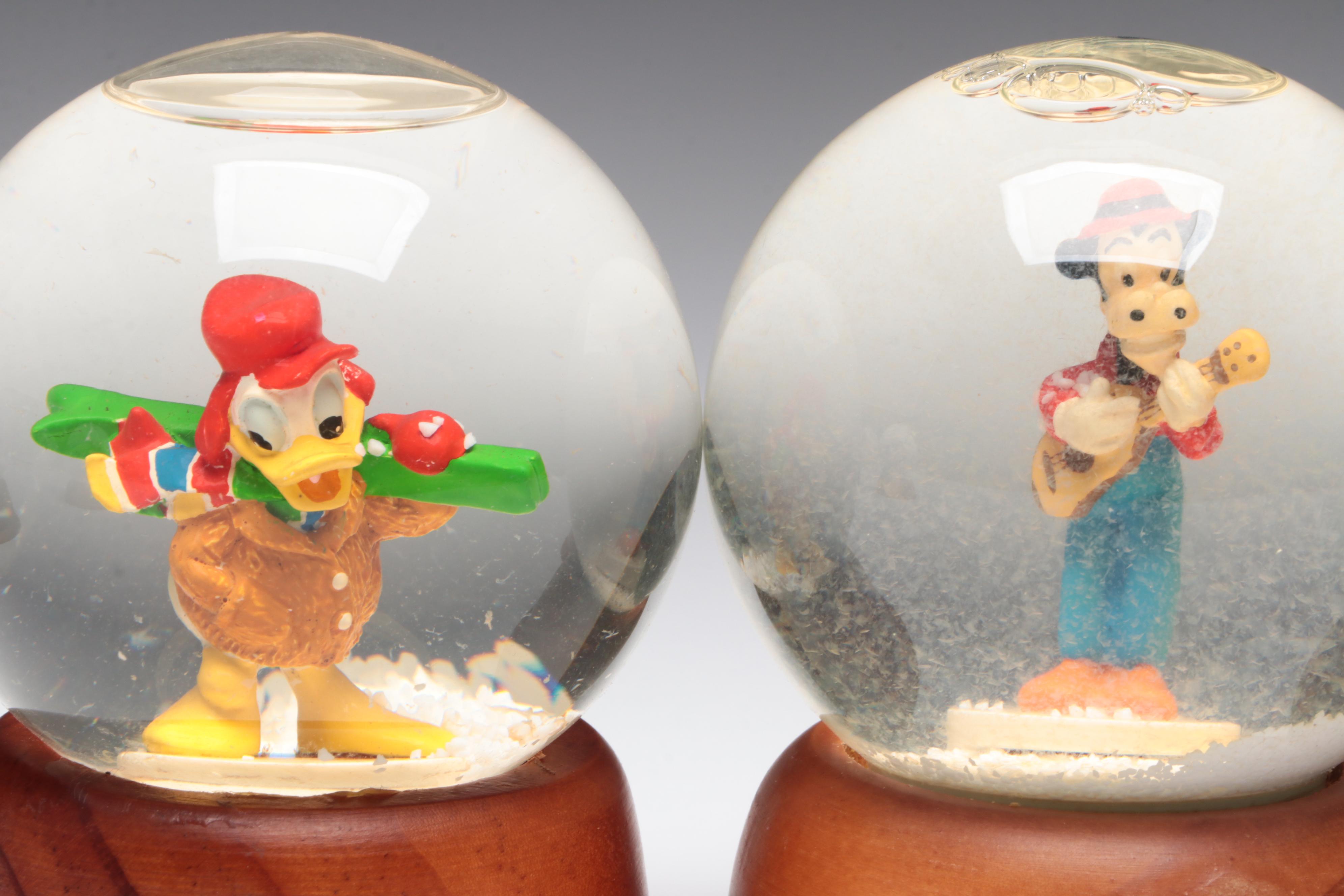 Disney Crystal "Mickey Mouse", "Pinocchio" with Other Disney Snow Globes