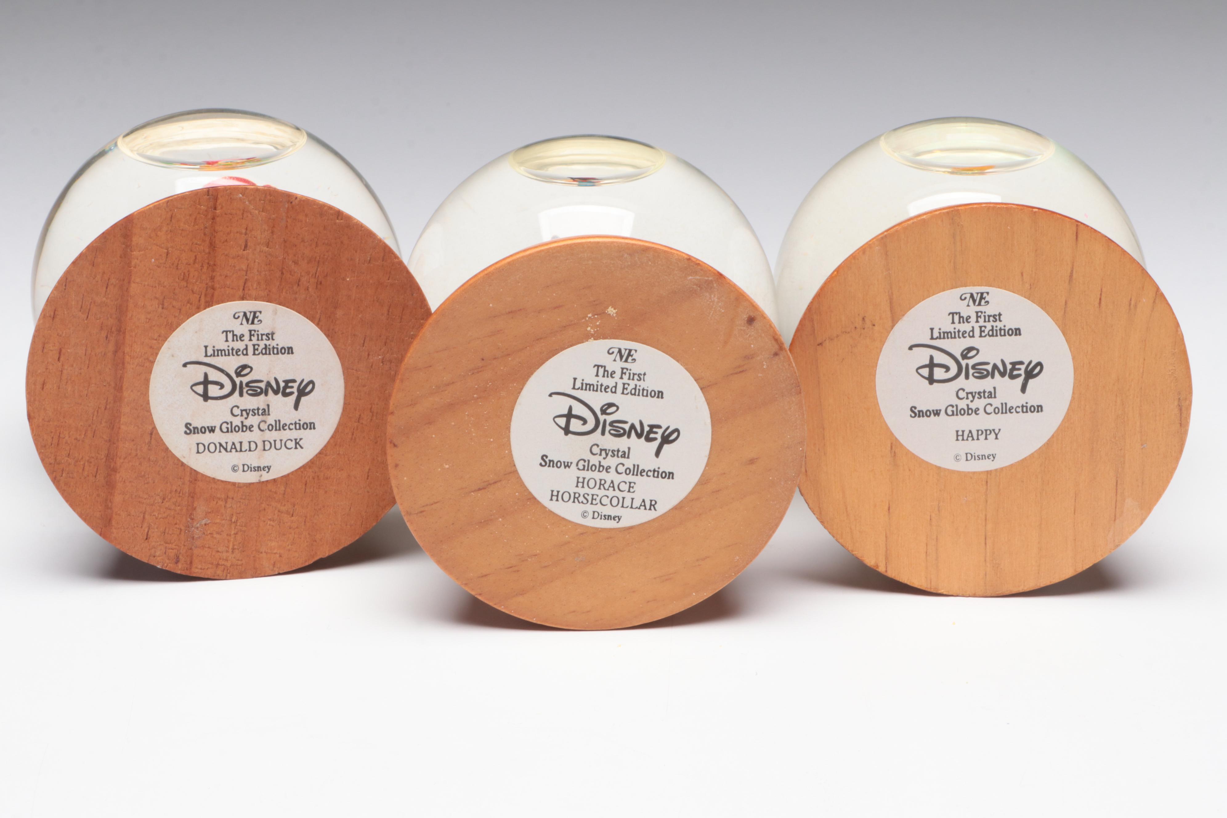 Disney Crystal "Mickey Mouse", "Pinocchio" with Other Disney Snow Globes