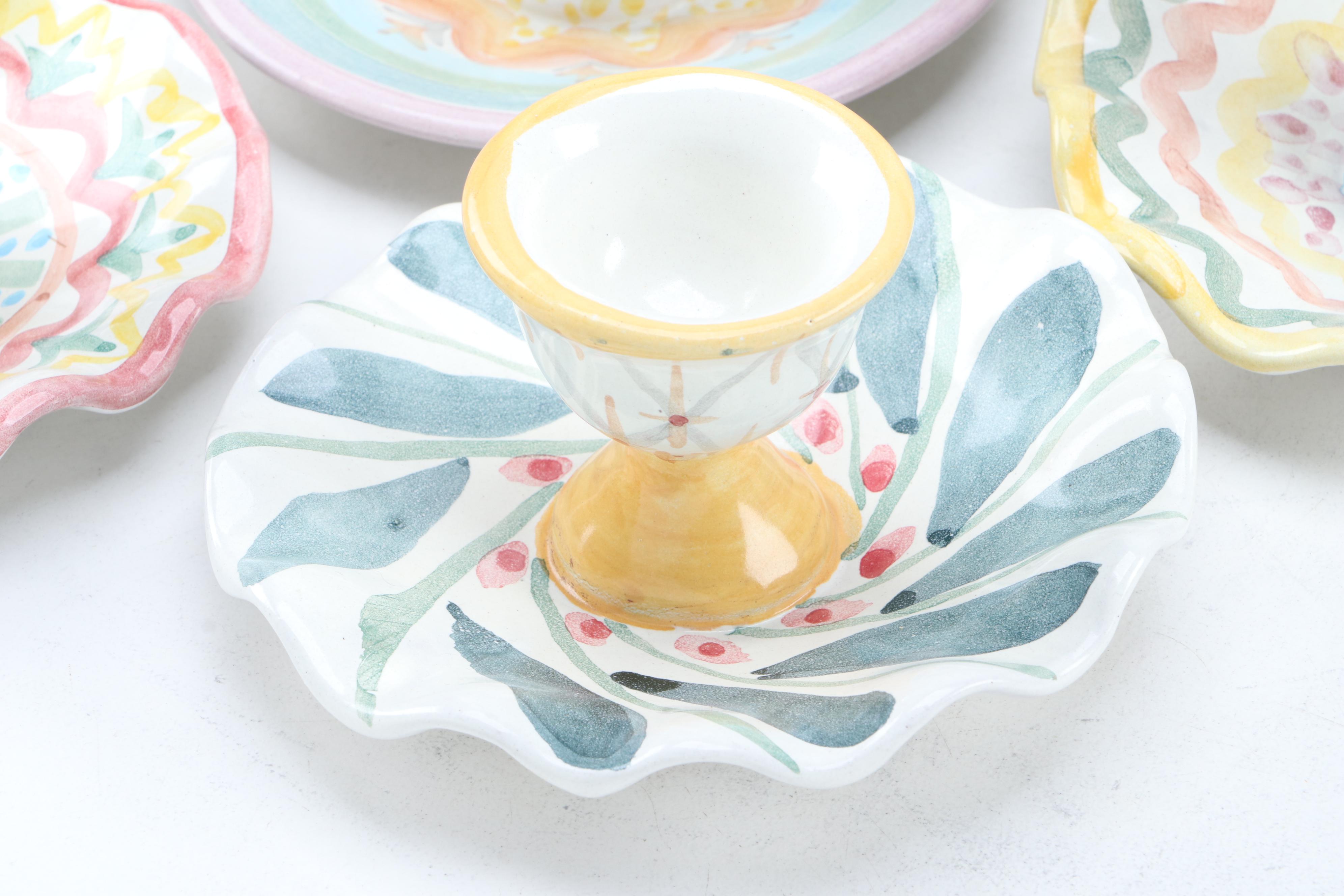 Mackenzie-Childs "Keukenhof" Glazed Terracotta Chowder Bowls and Other Tableware