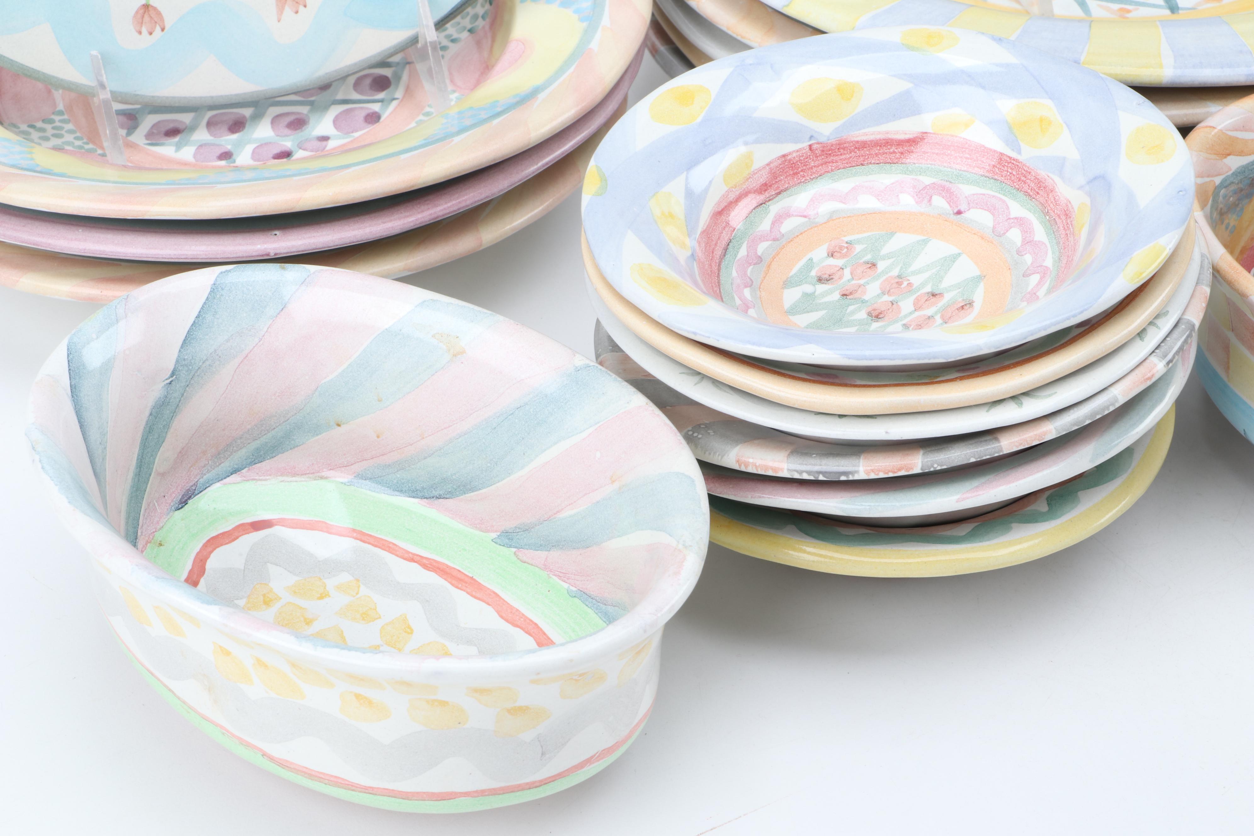 Mackenzie-Childs "Keukenhof" Glazed Terracotta Chowder Bowls and Other Tableware