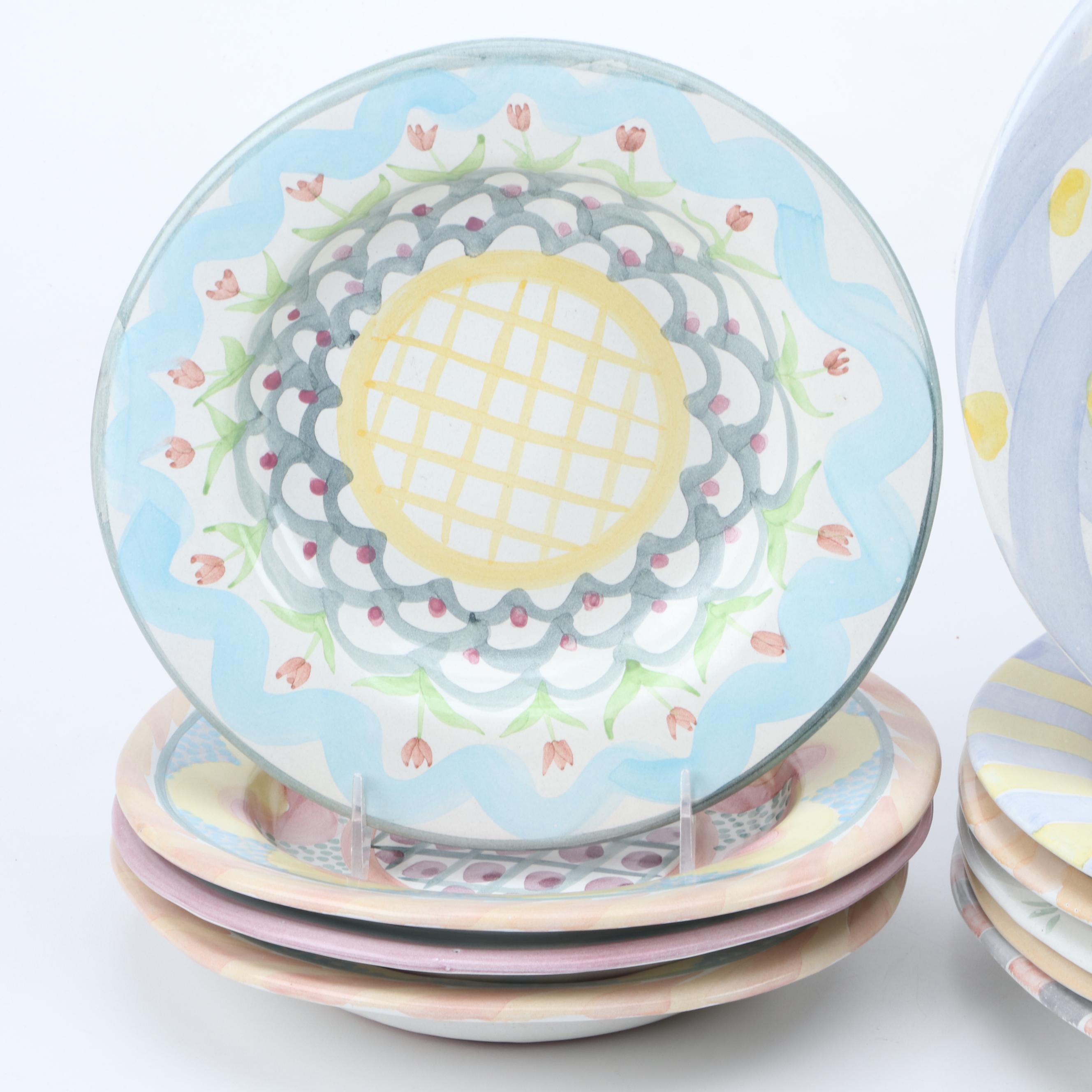 Mackenzie-Childs "Keukenhof" Glazed Terracotta Chowder Bowls and Other Tableware