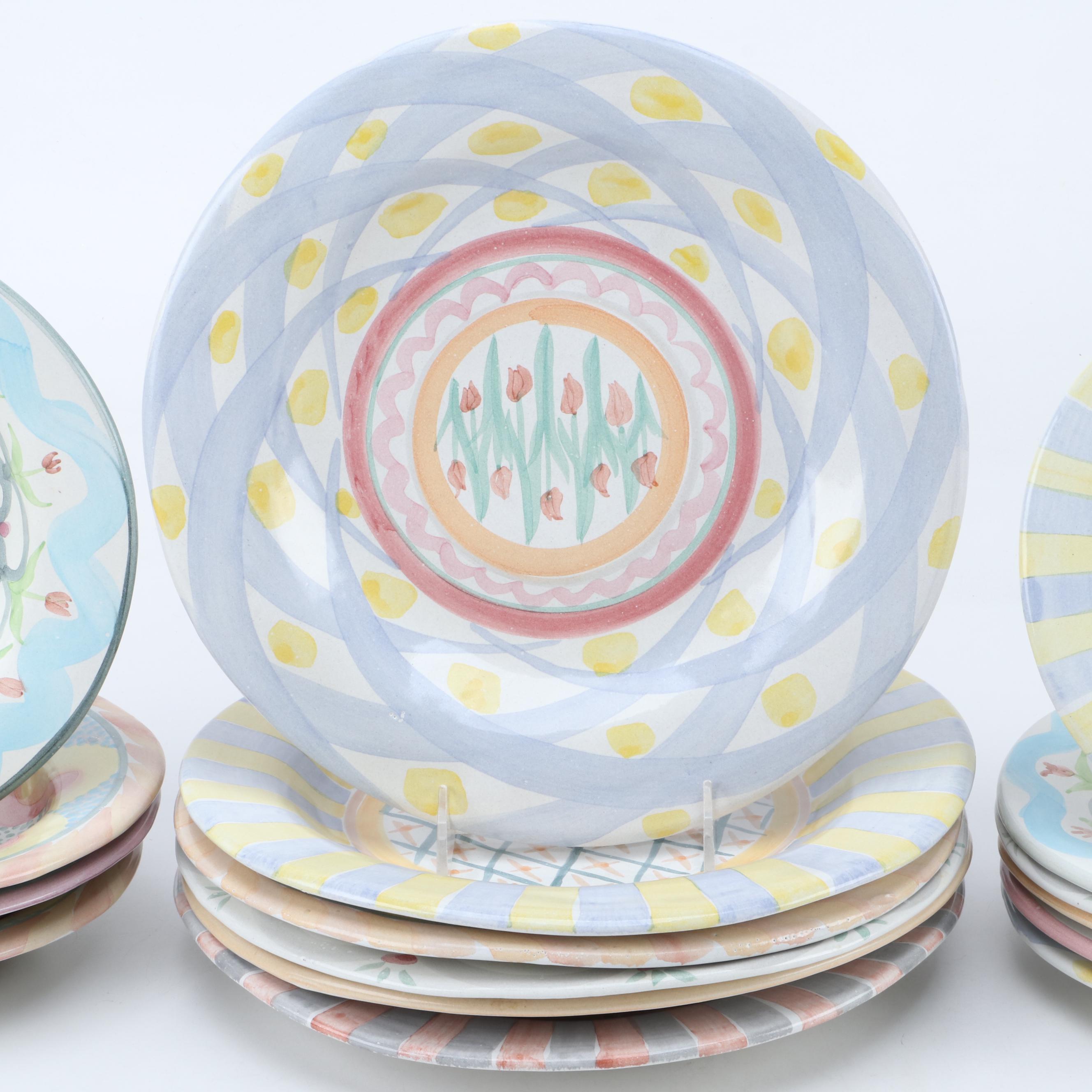 Mackenzie-Childs "Keukenhof" Glazed Terracotta Chowder Bowls and Other Tableware