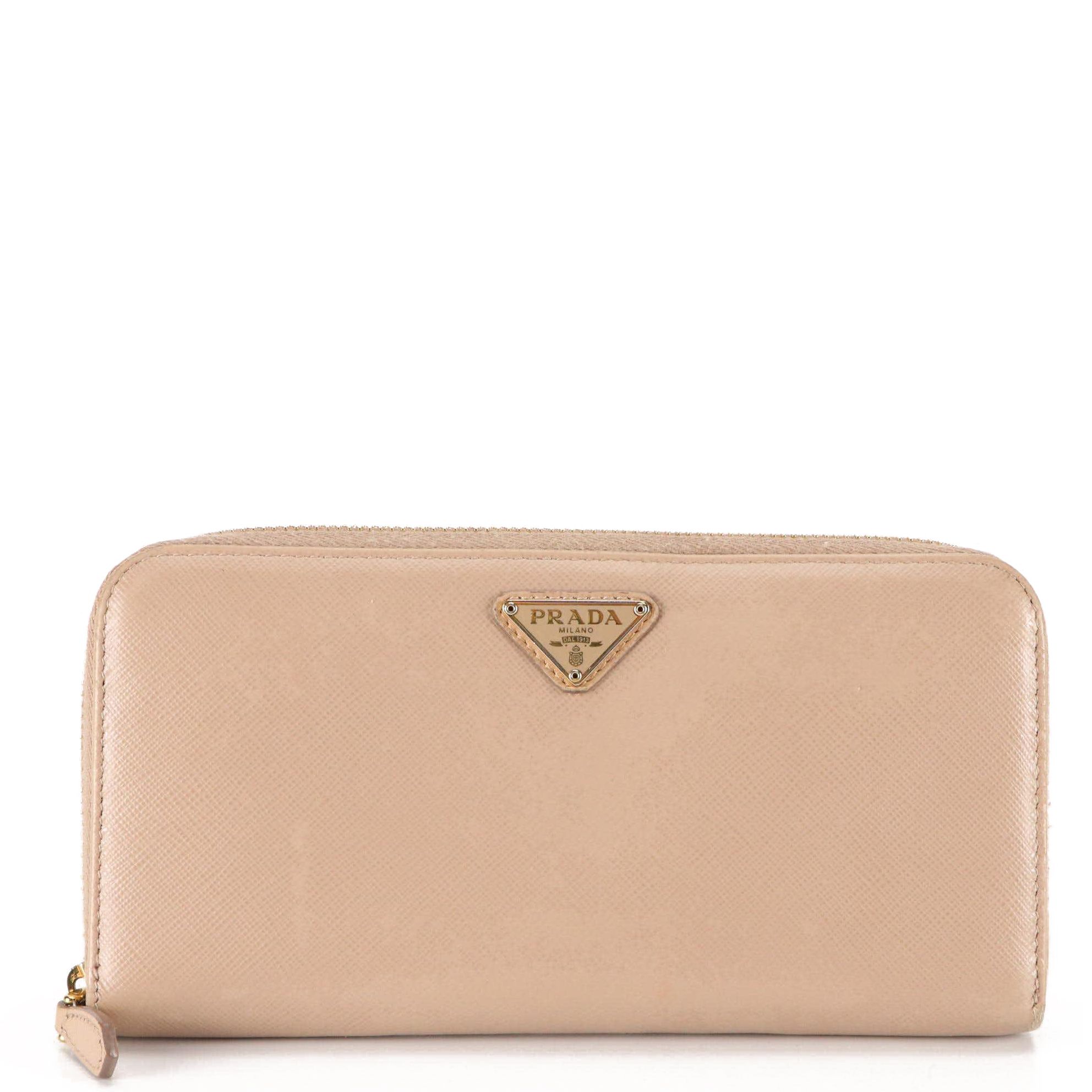 Prada Saffiano Leather Zip Around Wallet