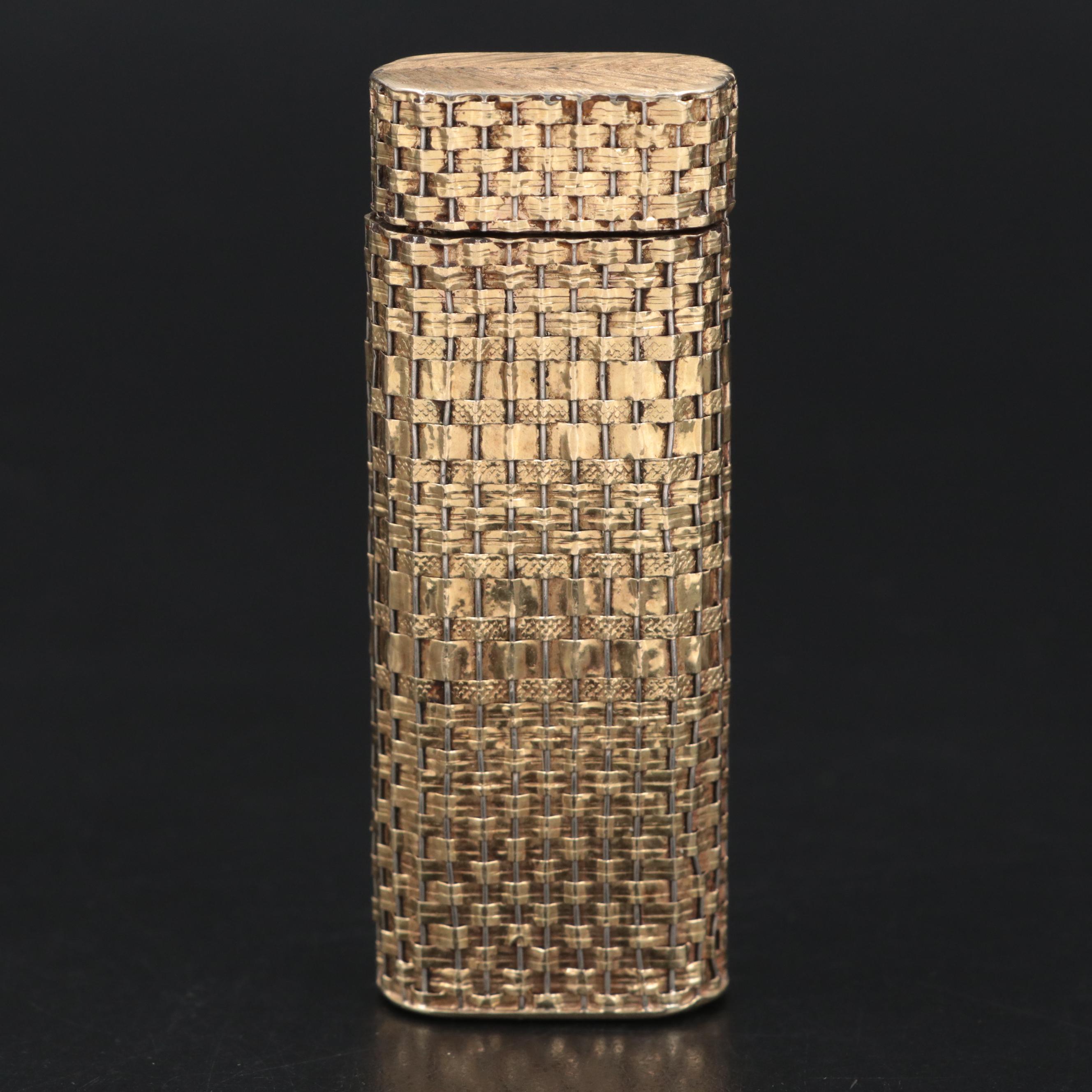Cartier 18K Gold Case Basket Weave Butane Lighter, Late 20th Century