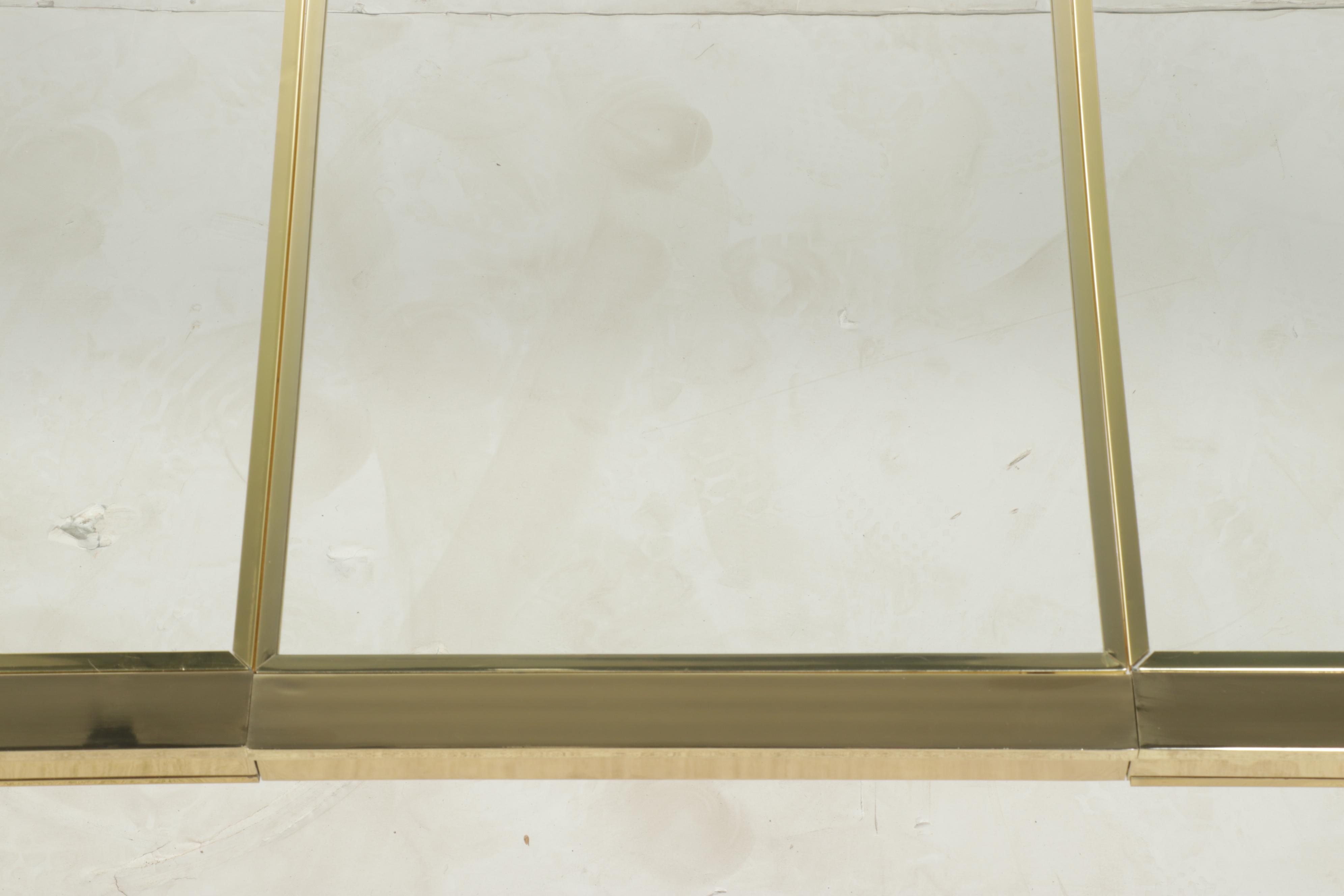 Hollywood Regency Style Brass-Patinated Metal & Glass Top Extending Dining Table