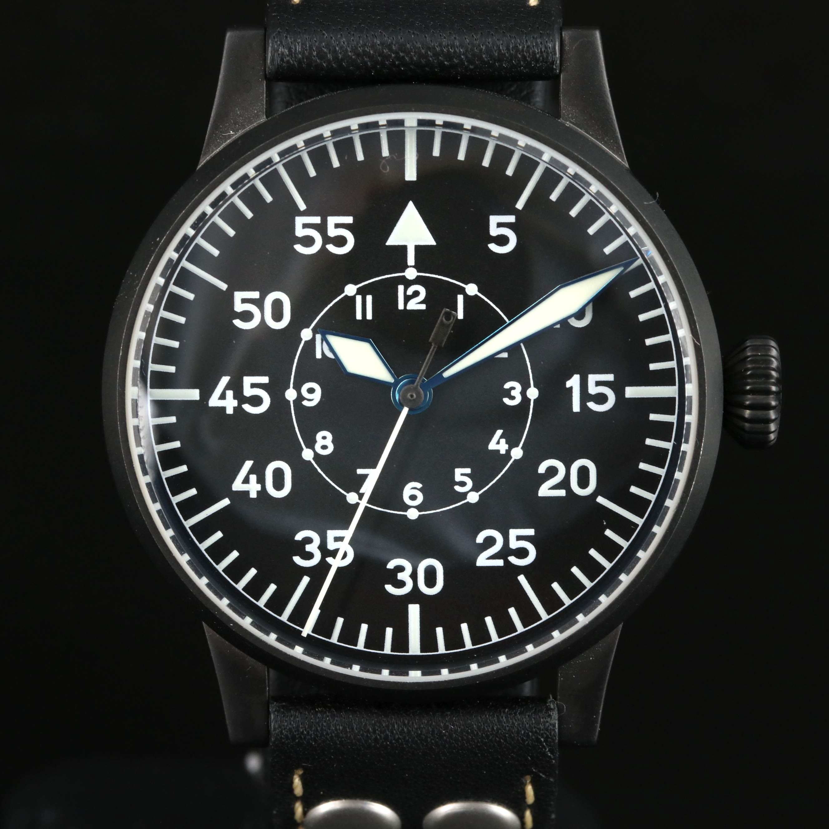 Laco Pilot Stainless Steel Black Dial Quartz Watch