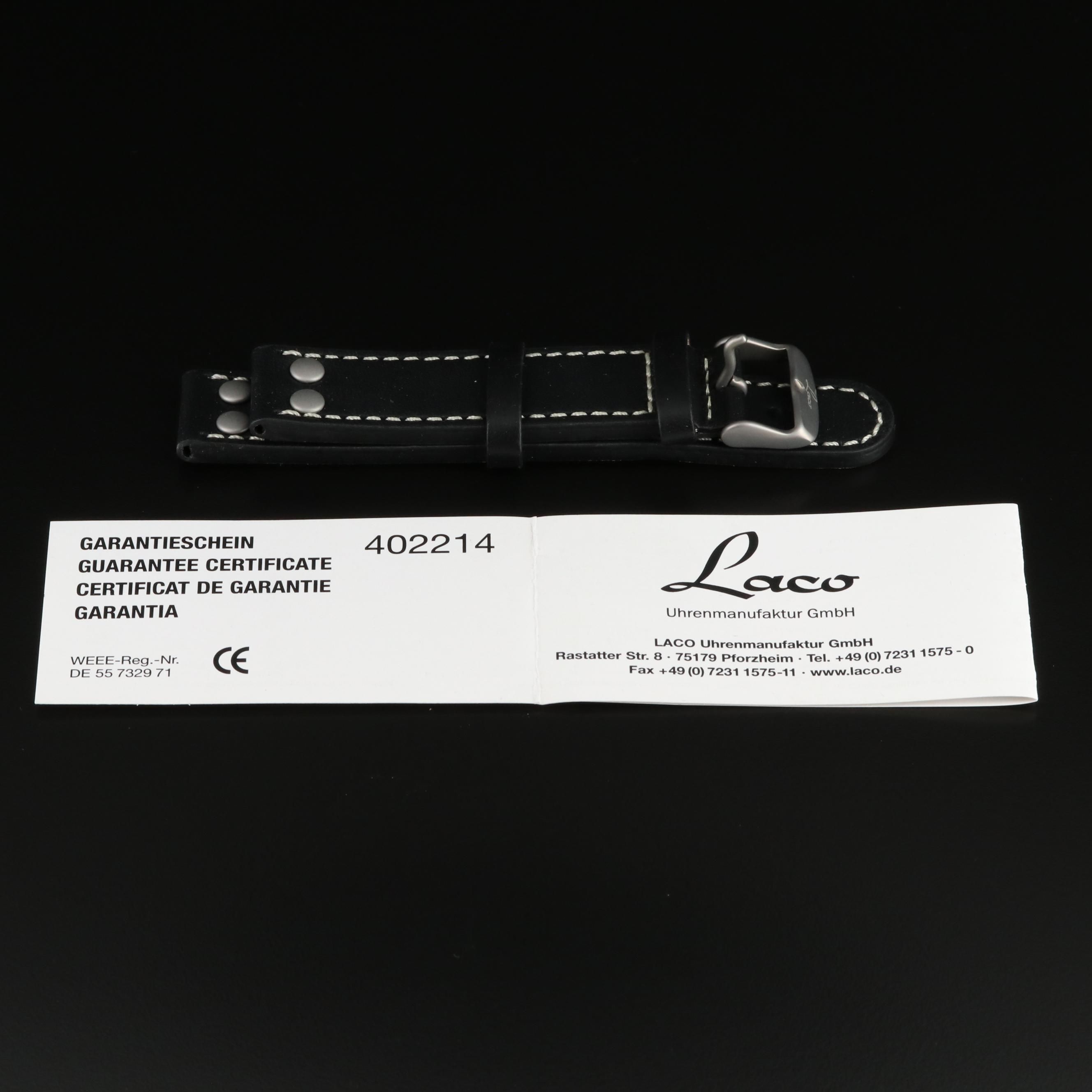 Laco Pilot Stainless Steel Black Dial Quartz Watch