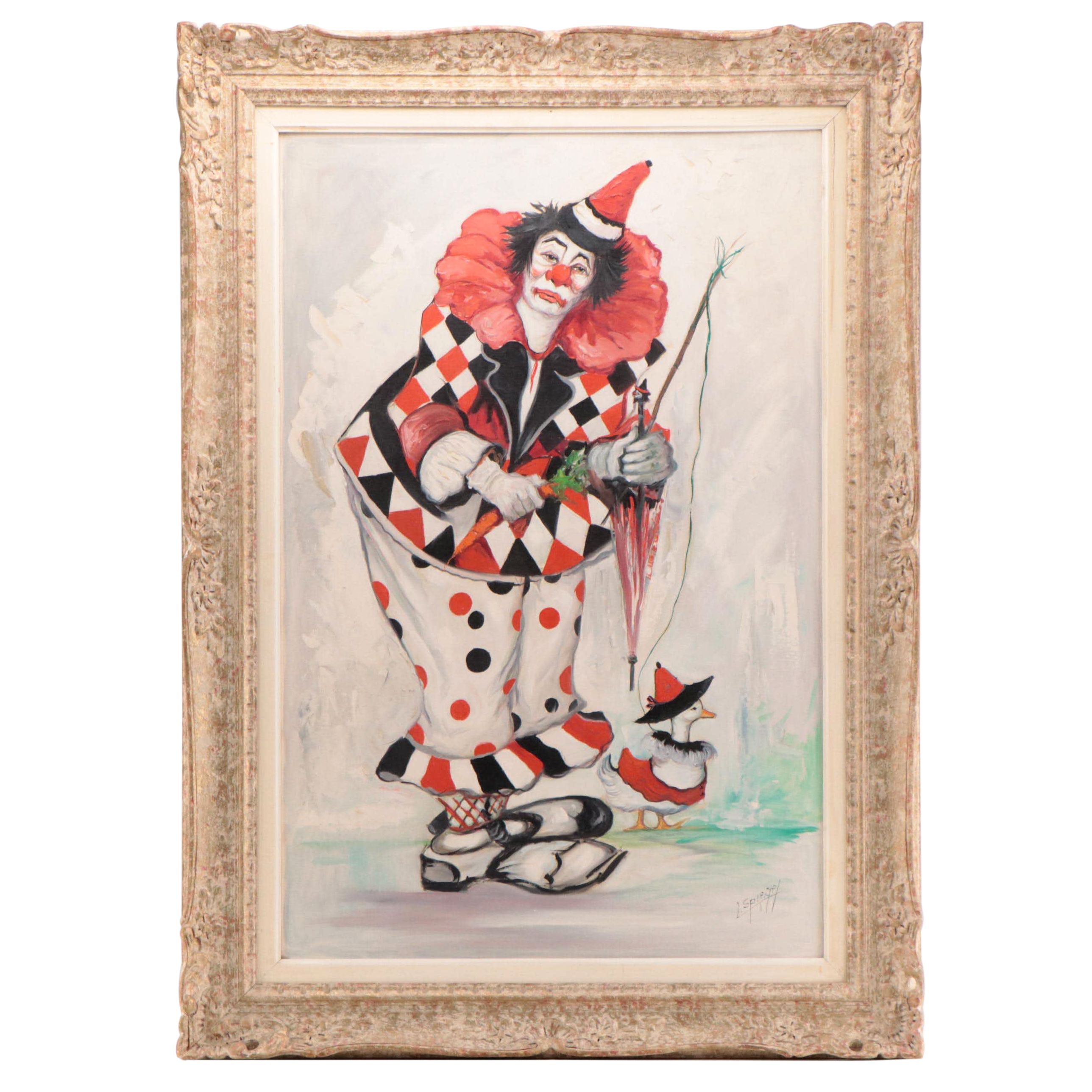 Louis Spiegel Clown Portrait Oil Painting