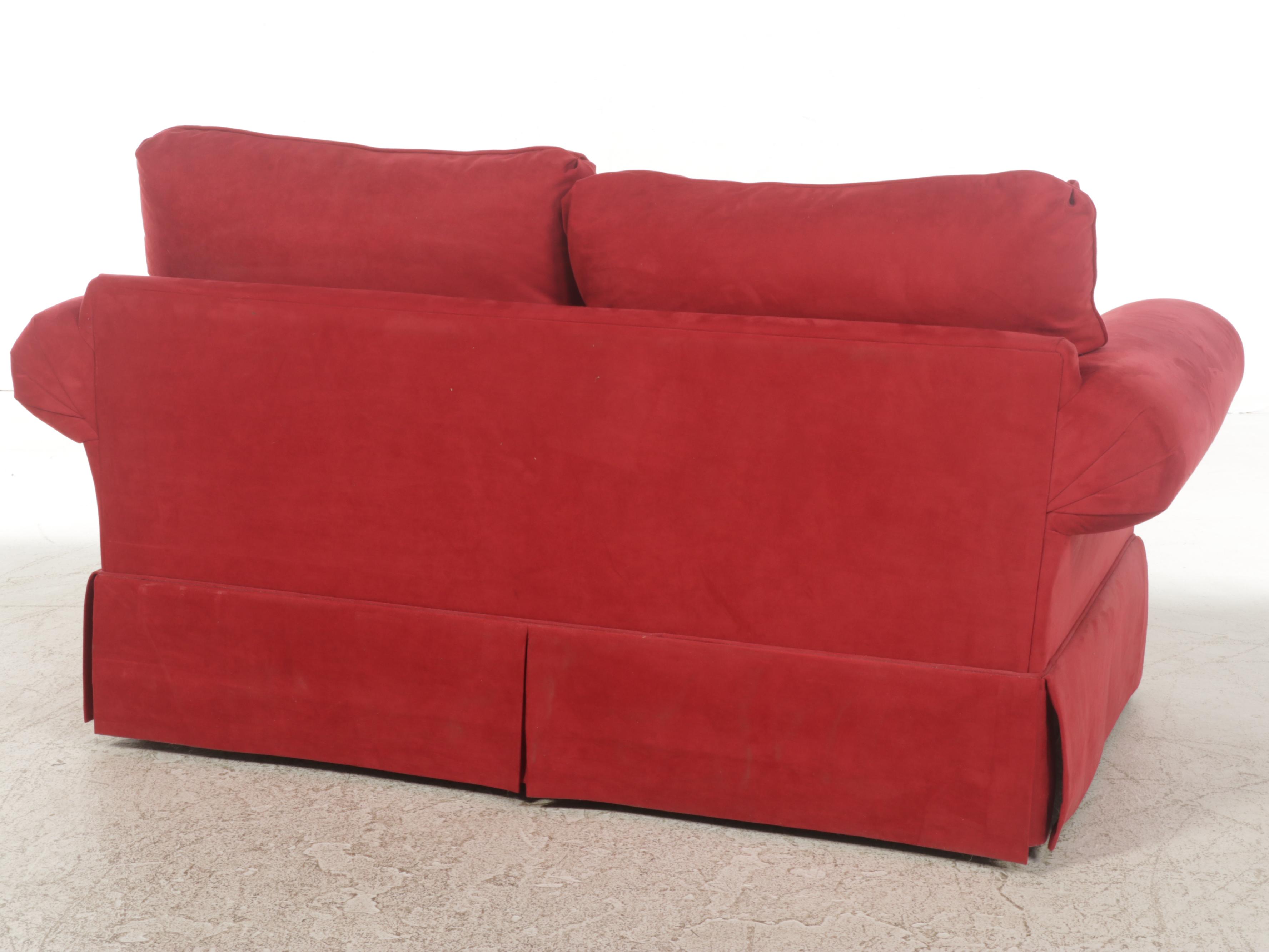 Klaussner Furniture Red Microfiber RollArm Loveseat EBTH