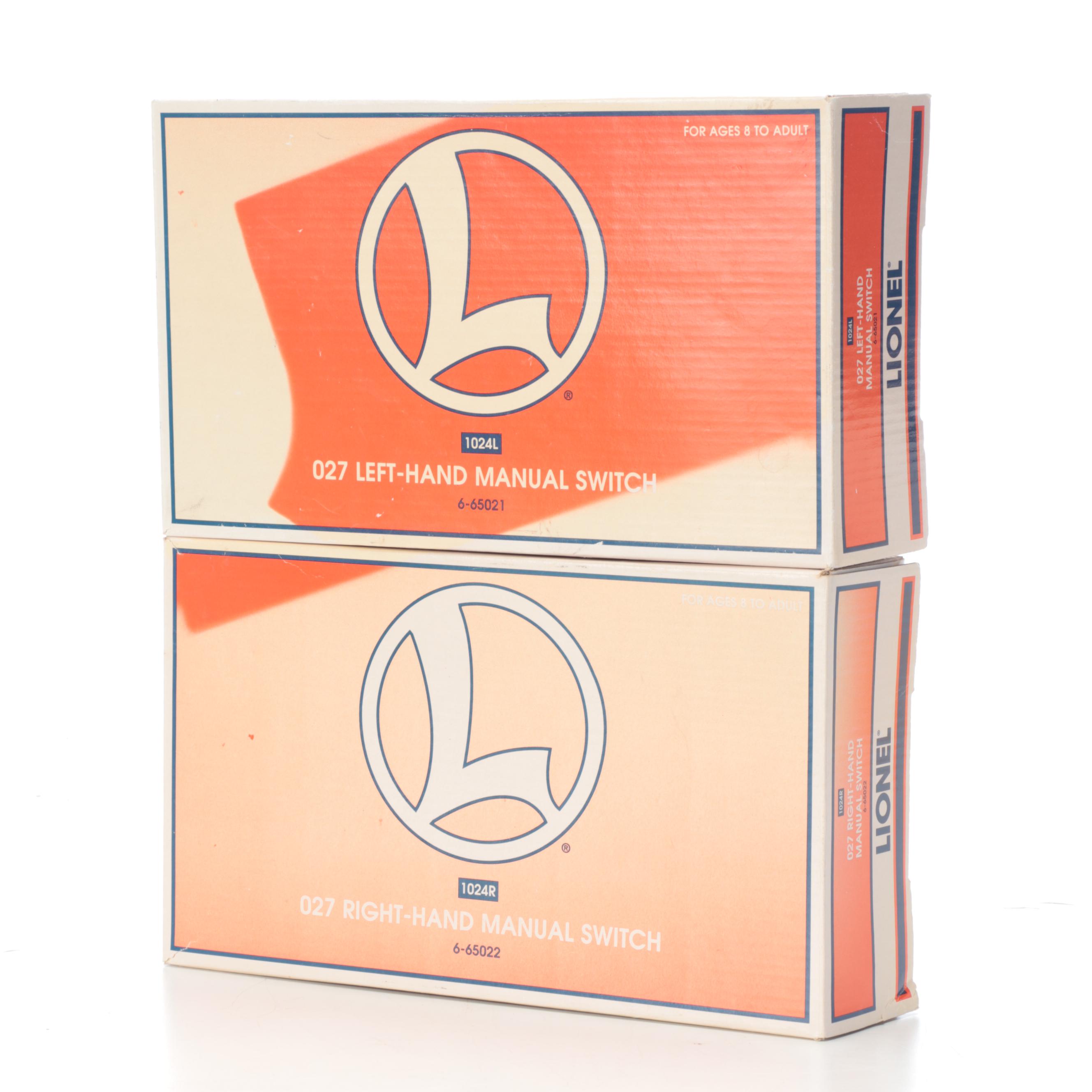 Lionel Plastic Left and Right Hand Manual Switches with Train Accessories