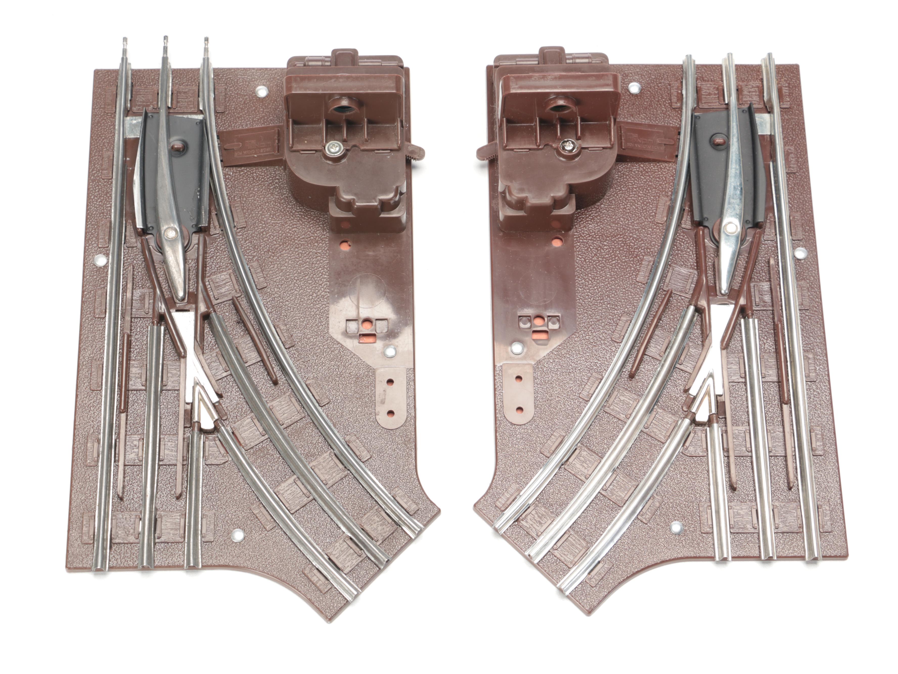 Lionel Plastic Left and Right Hand Manual Switches with Train Accessories