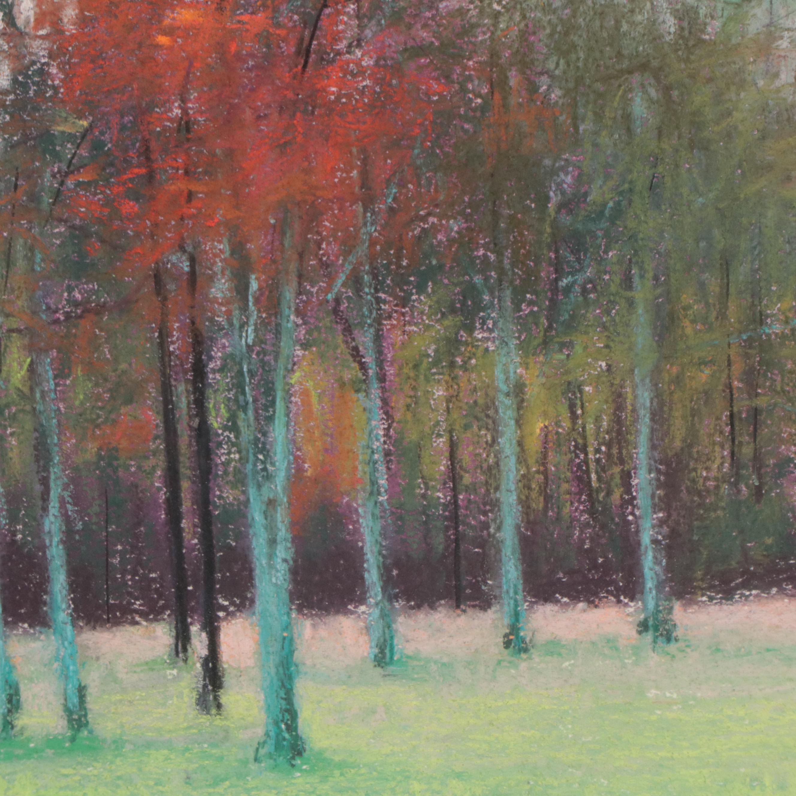 M. Katherine Hurley Pastel Drawing of Autumn Landscape