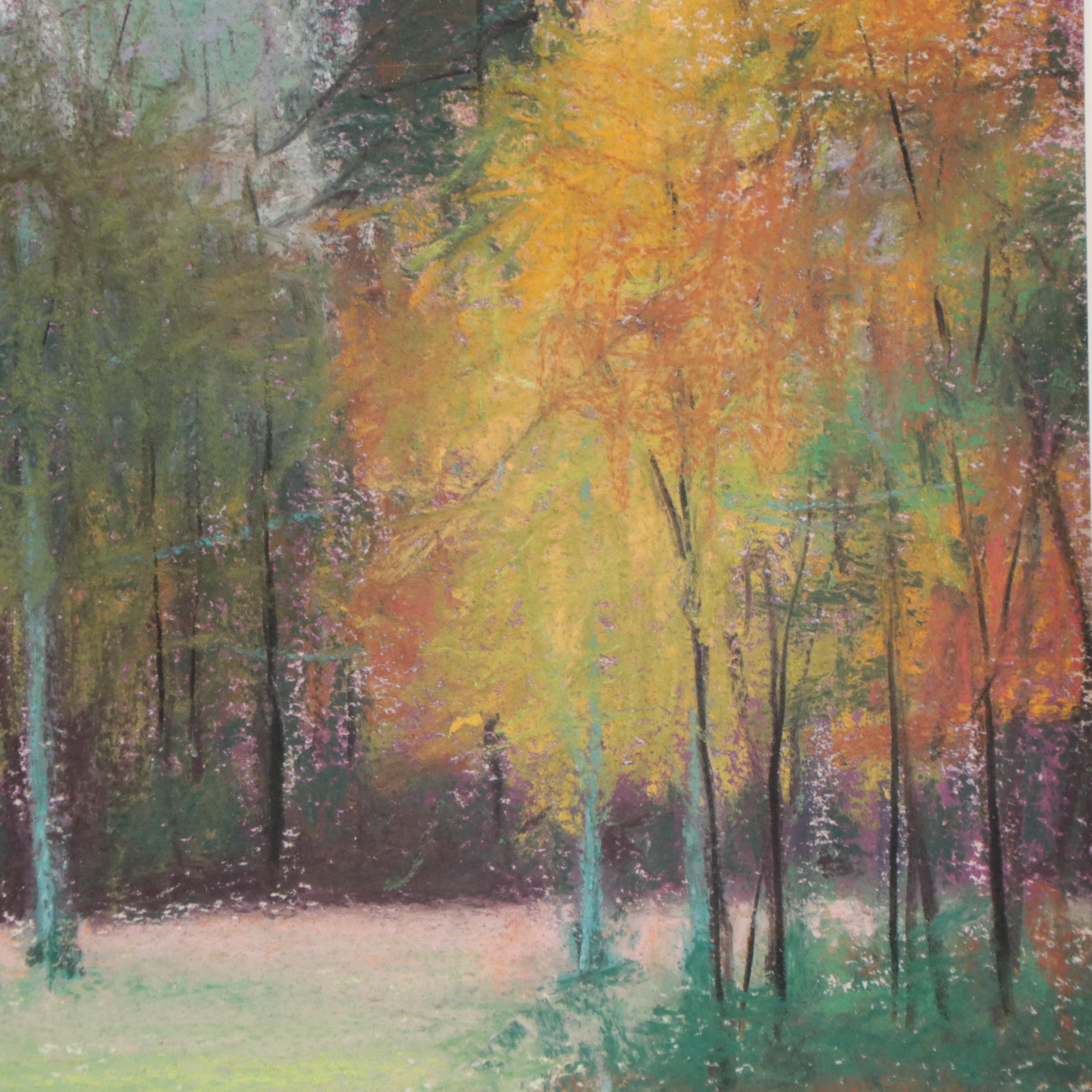 M. Katherine Hurley Pastel Drawing of Autumn Landscape
