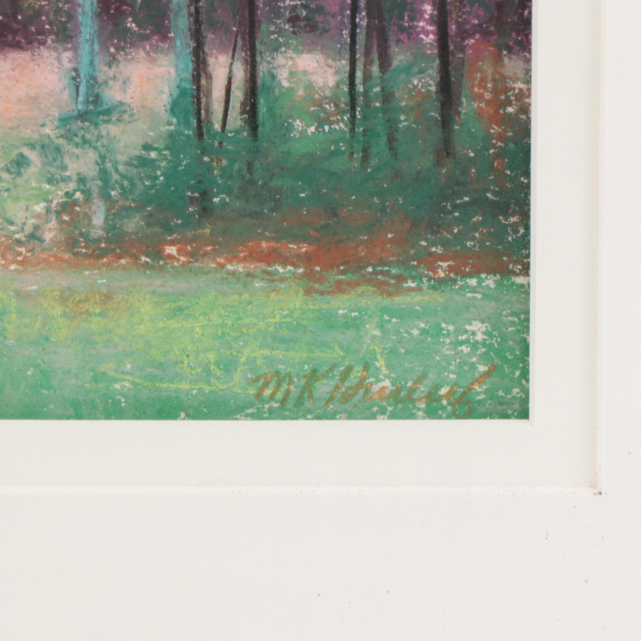 M. Katherine Hurley Pastel Drawing of Autumn Landscape