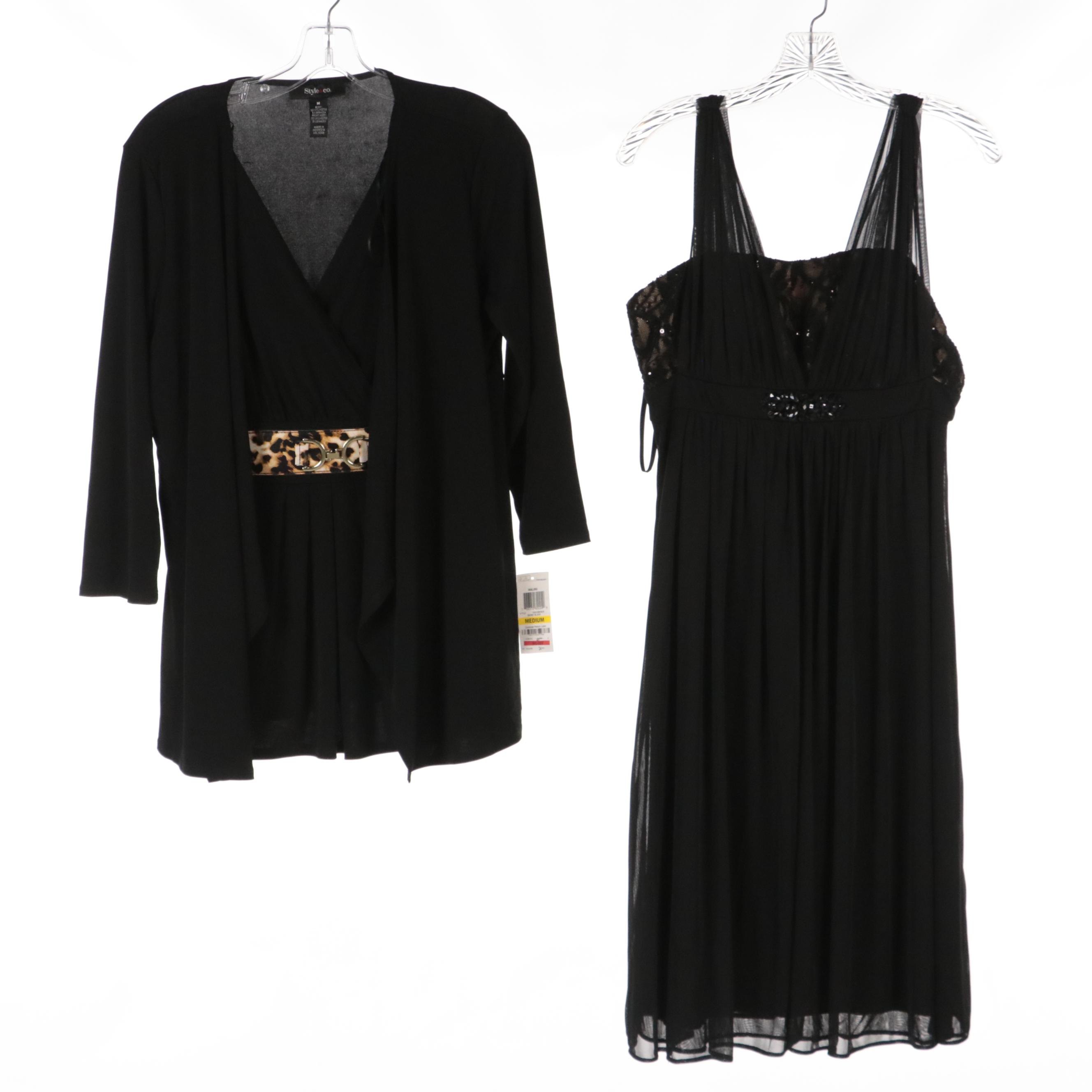 Jessica Howard and Robert Rodriguez Black Party Dresses with Style & Co. Blouse