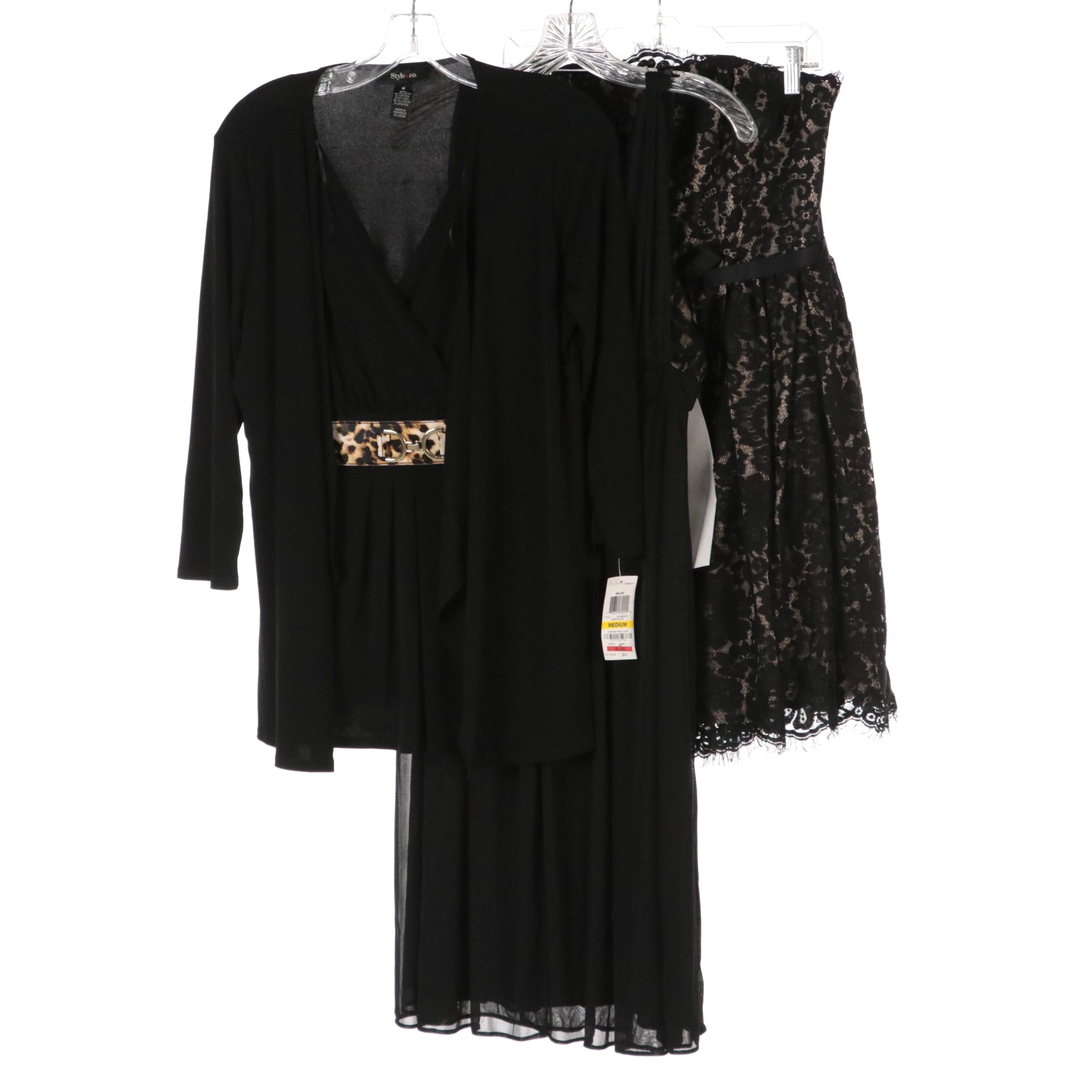 Jessica Howard and Robert Rodriguez Black Party Dresses with Style & Co. Blouse