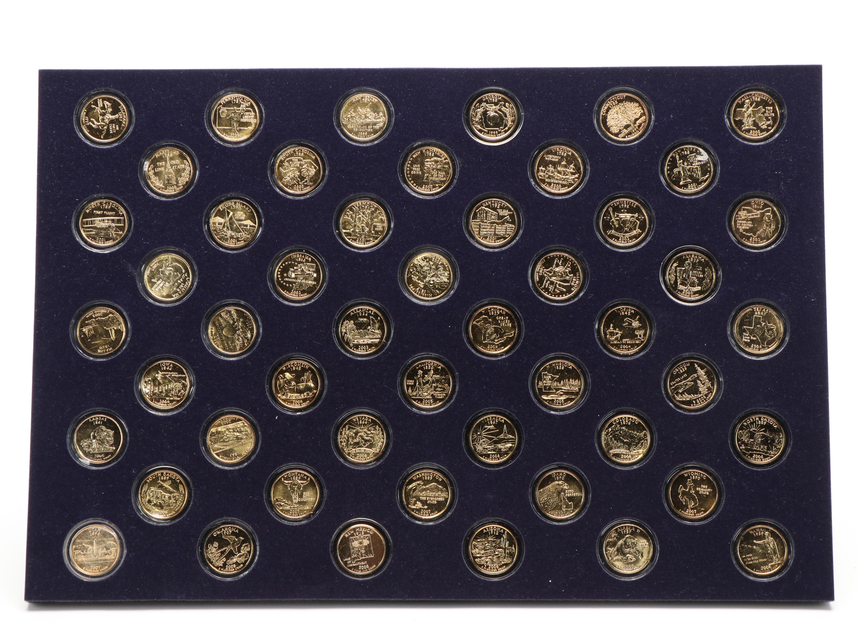 Set of 50 Different Gold Plated State Quarters