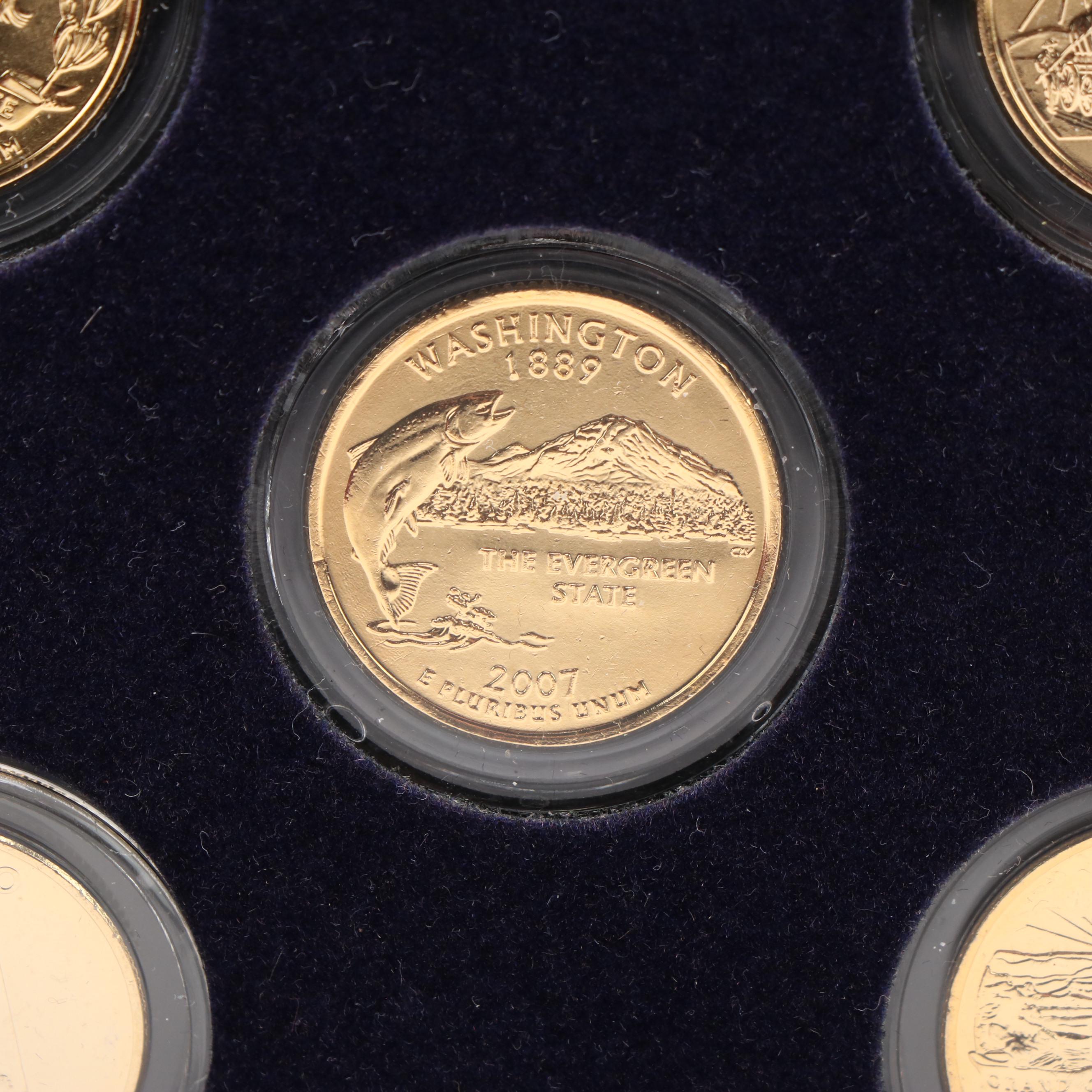 Set of 50 Different Gold Plated State Quarters