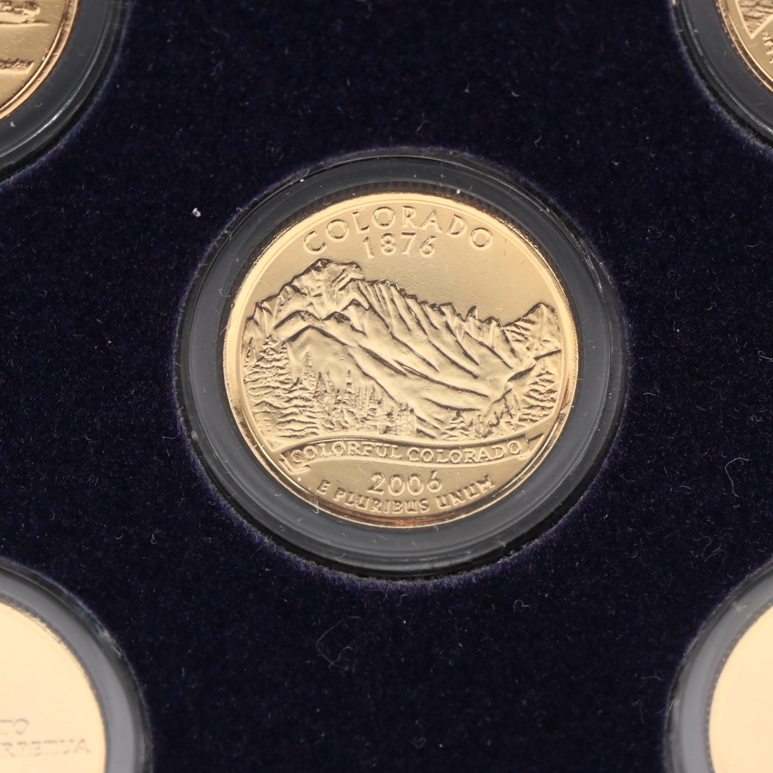 Set of 50 Different Gold Plated State Quarters