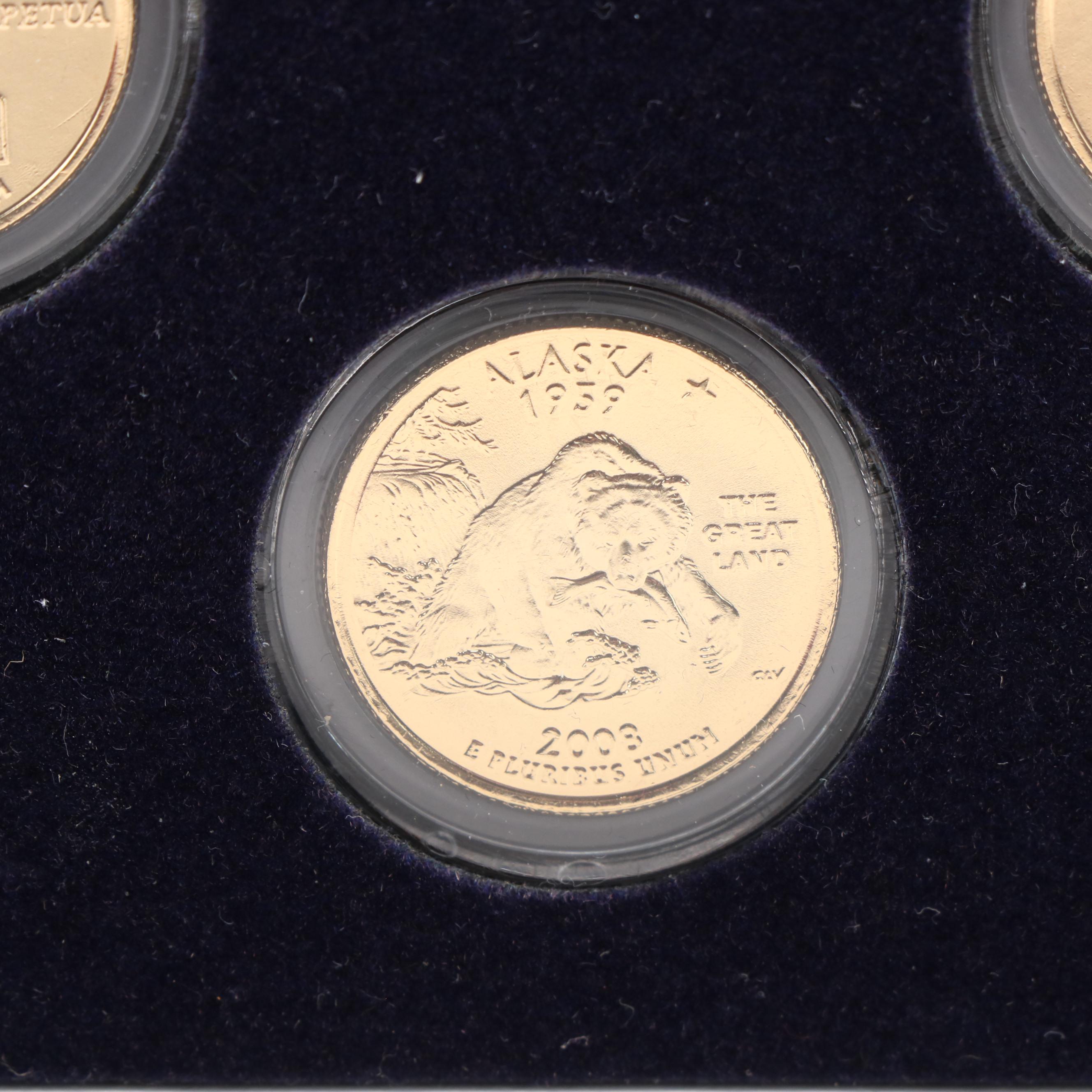 Set of 50 Different Gold Plated State Quarters